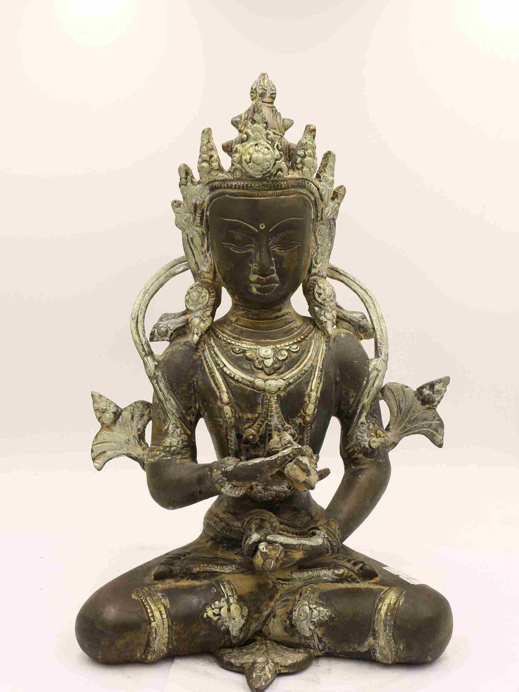Buddhist Statue Of Vajrasattva, black Oxidized