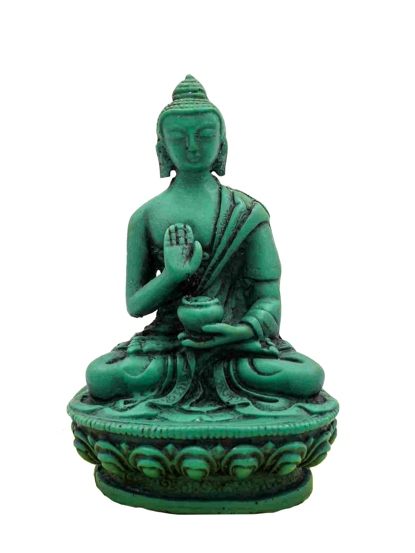 Buddhist Statue Of Amoghasiddhi Buddha, green Resin Buddha