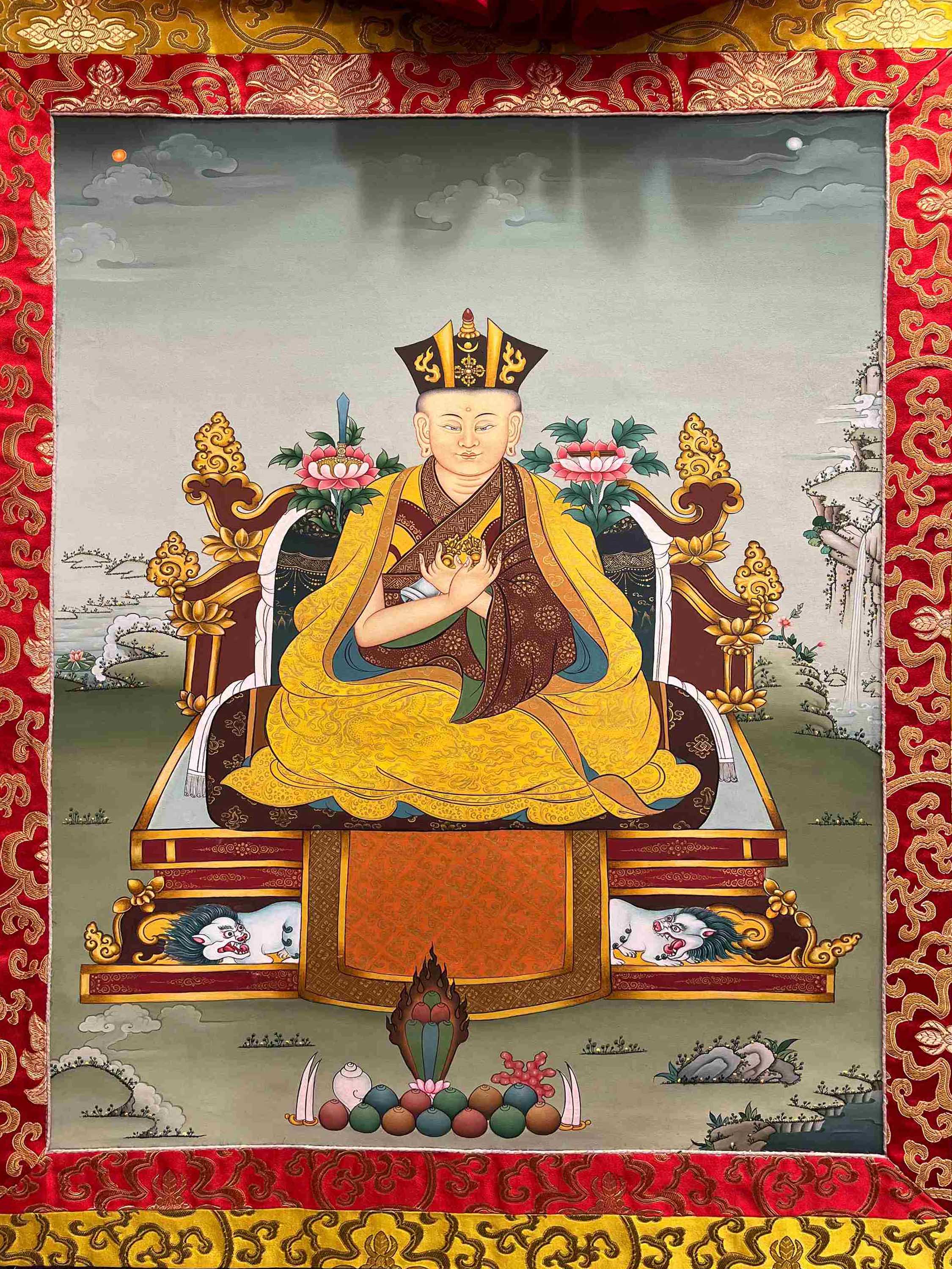 Buddhist Hand Painted Thangka Of Karmapa, real Gold,hand Painted