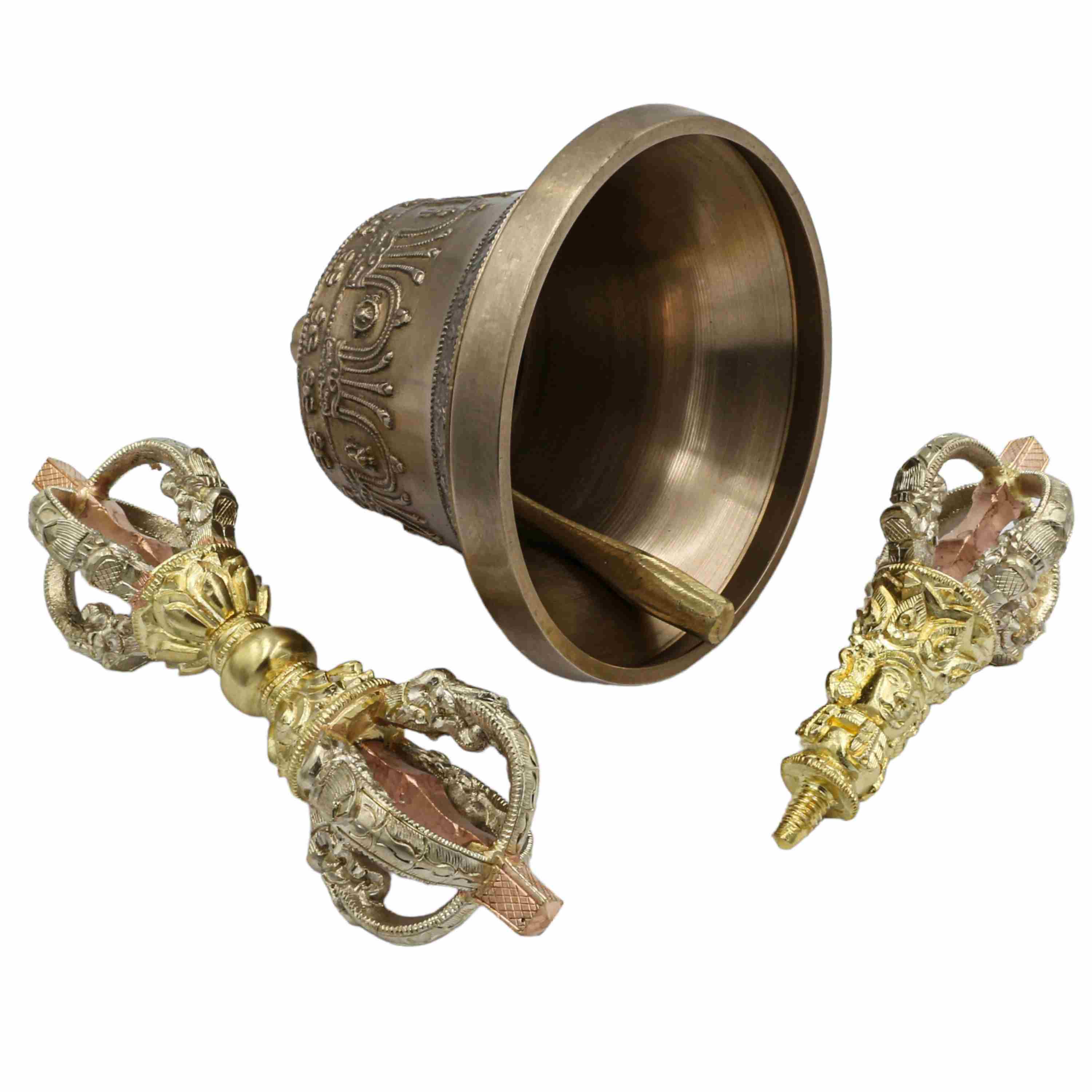 dehradun, Bell And Dorje, Pure Bronze Bell And Dorje vajra, Golden & Silver Plated Handle And Vajra