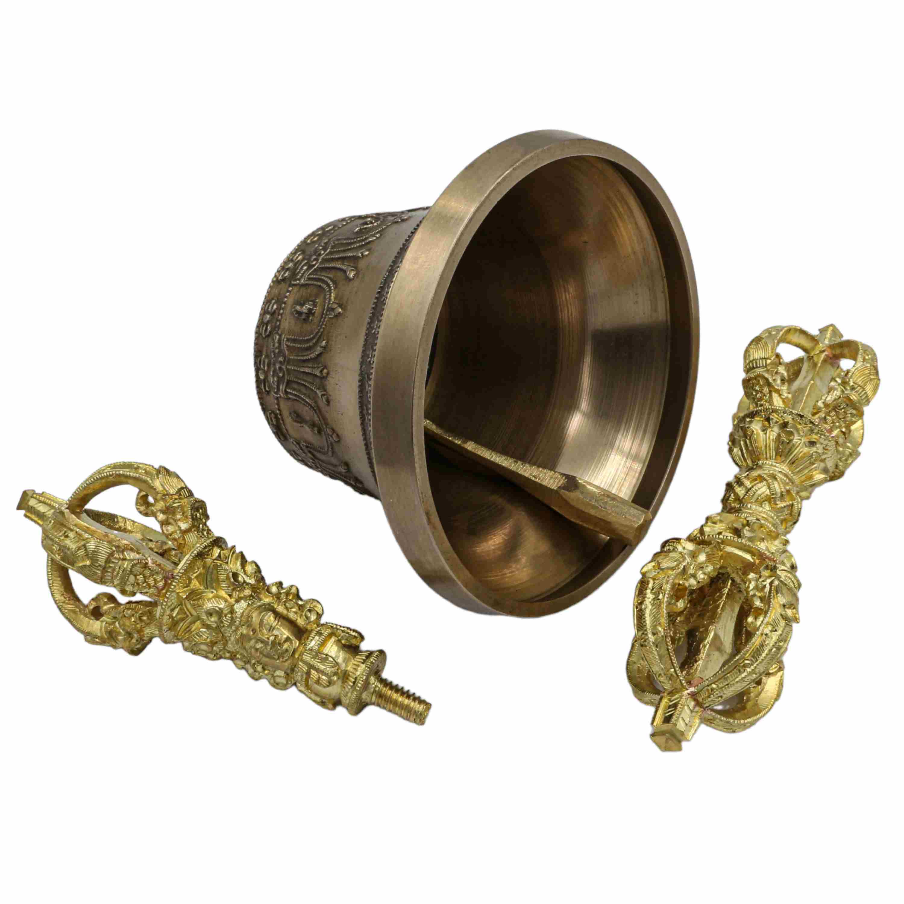 dehradun, Bell And Dorje, Pure Bronze Bell And Dorje vajra, golden, Handle And Vajra