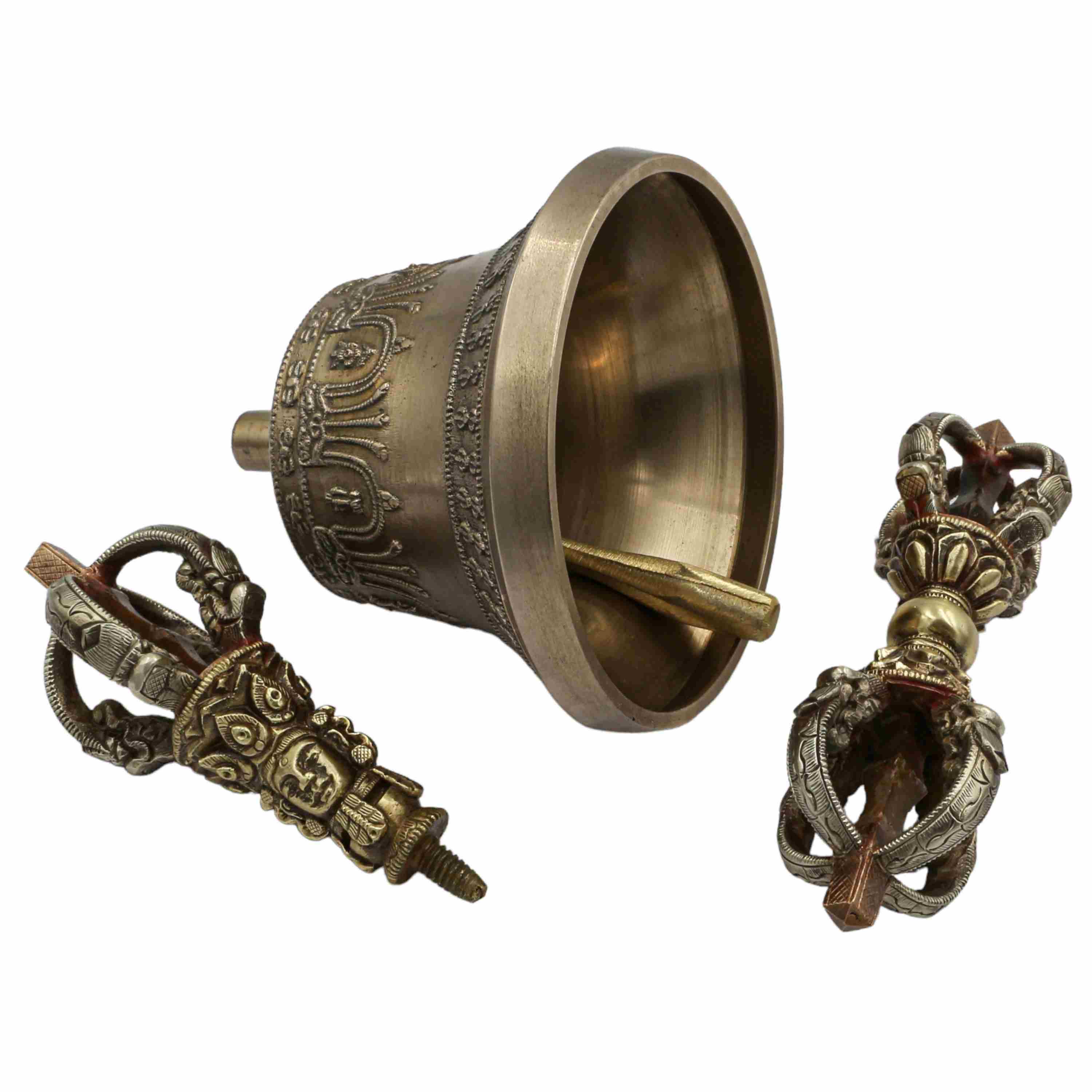 dehradun, Bell And Dorje, Pure Bronze Bell And Dorje vajra, Silver Plated Top
