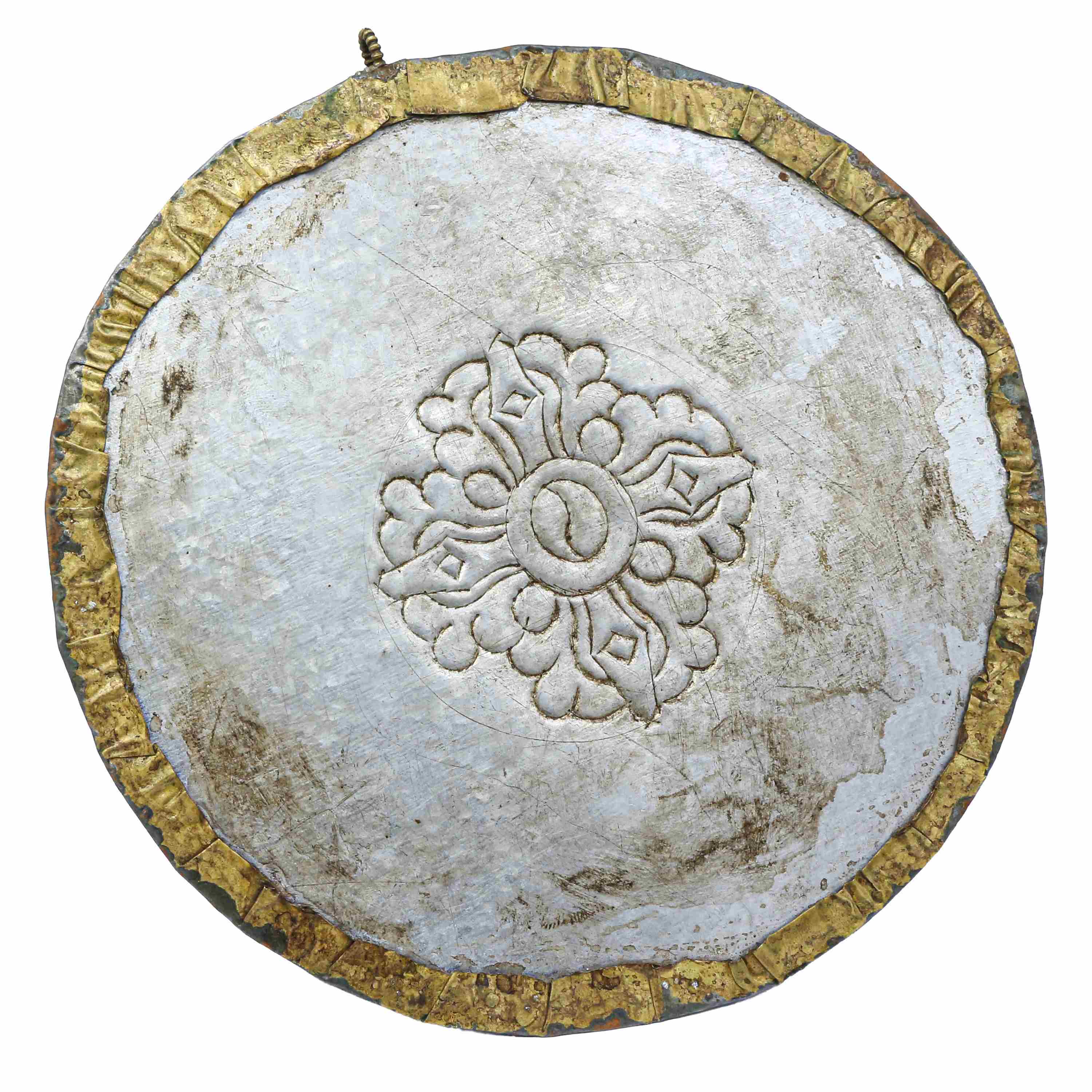 Buddhist Metal Wall Hanging, Calendar With Lotus