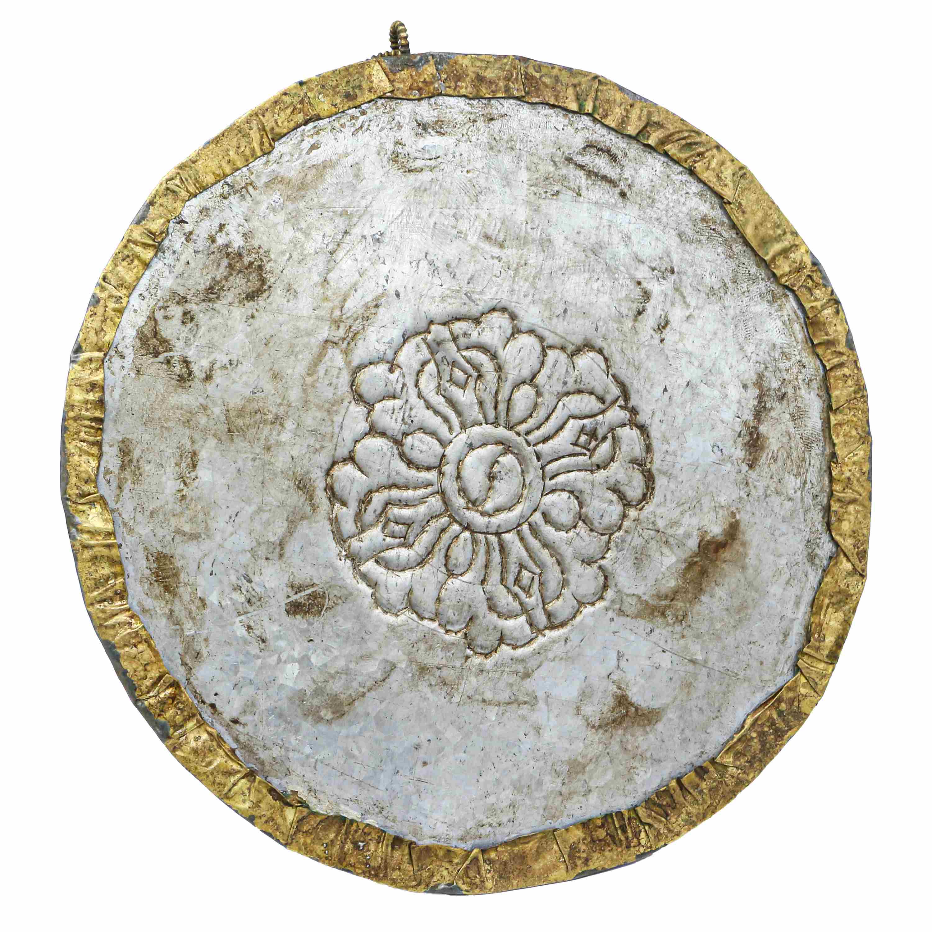 Buddhist Metal Wall Hanging, Calendar With Dharm Chakra