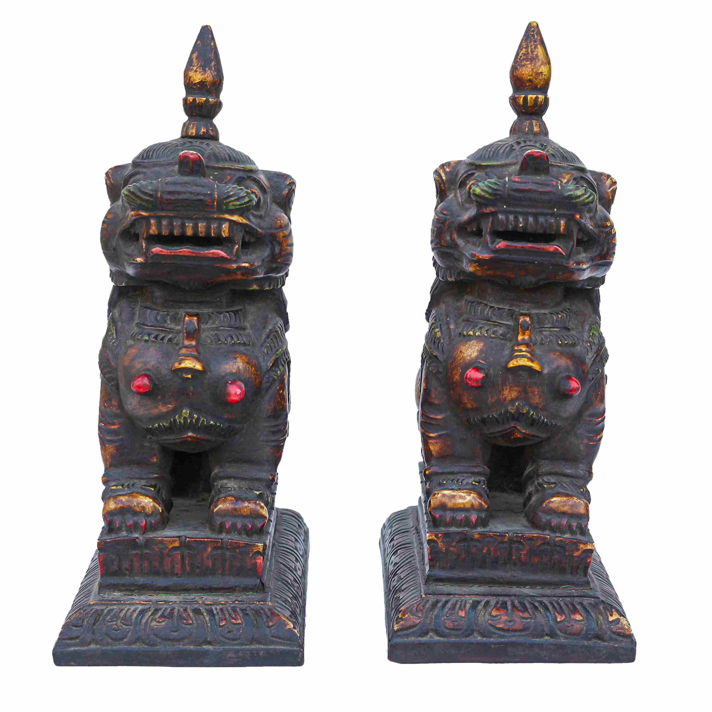 traditional Tibetan, Wooden Statue Of lion, Temple Lion
