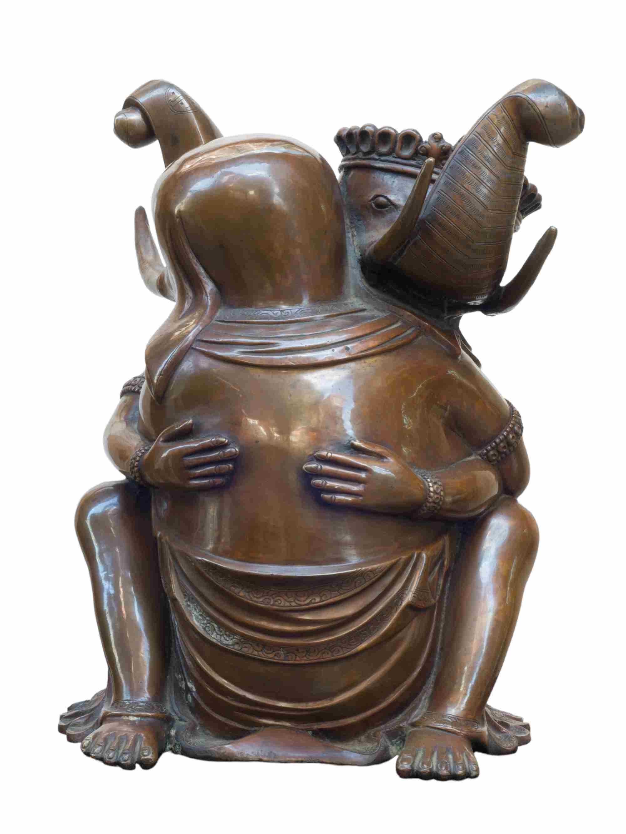 Buddhist Handmade Statue Of Elephant Couple, oxidized, High Quality