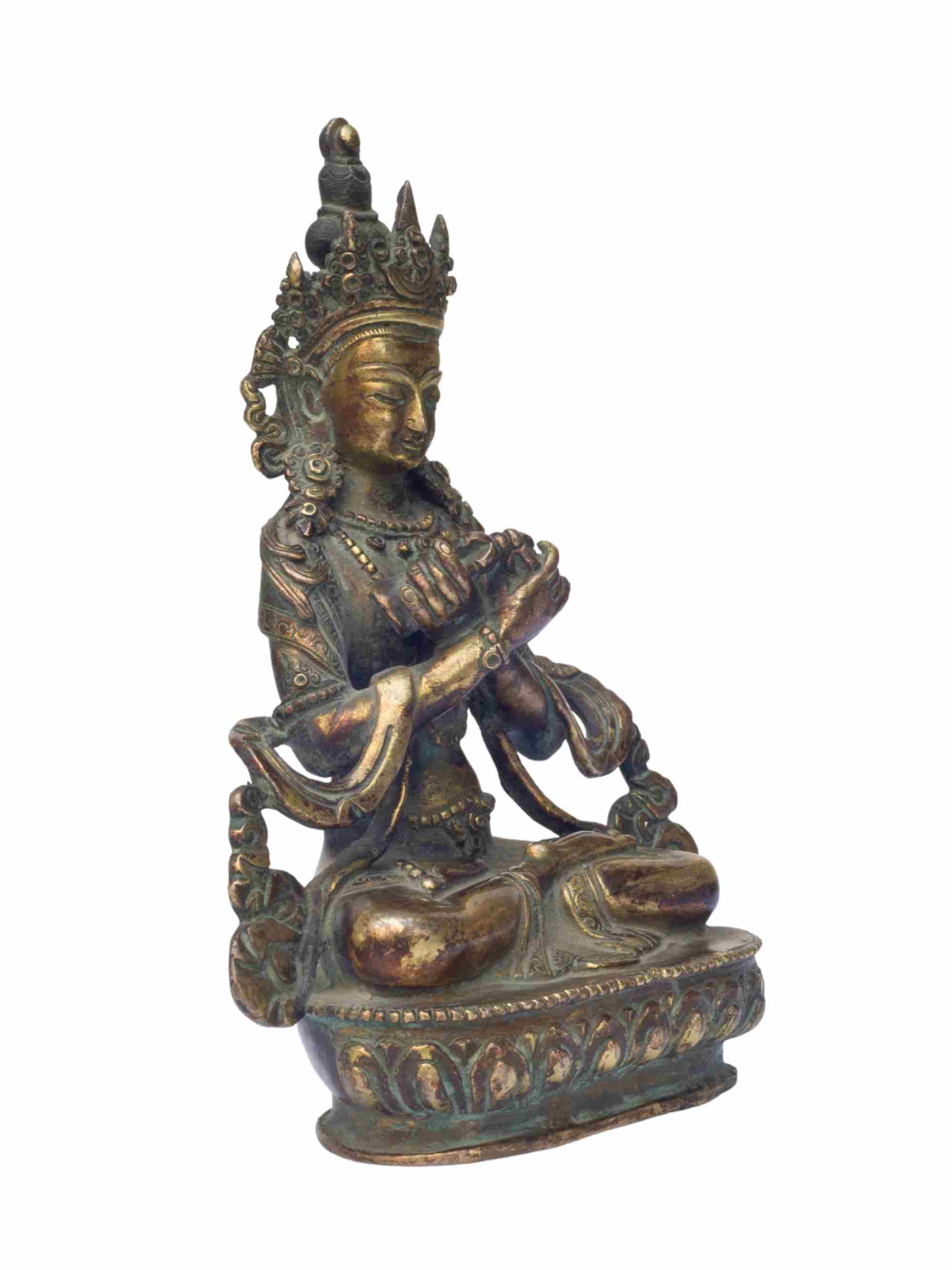 Buddhist Handmade Statue Of Vajradhara, gold Plated, Antique Finishing, High Quality