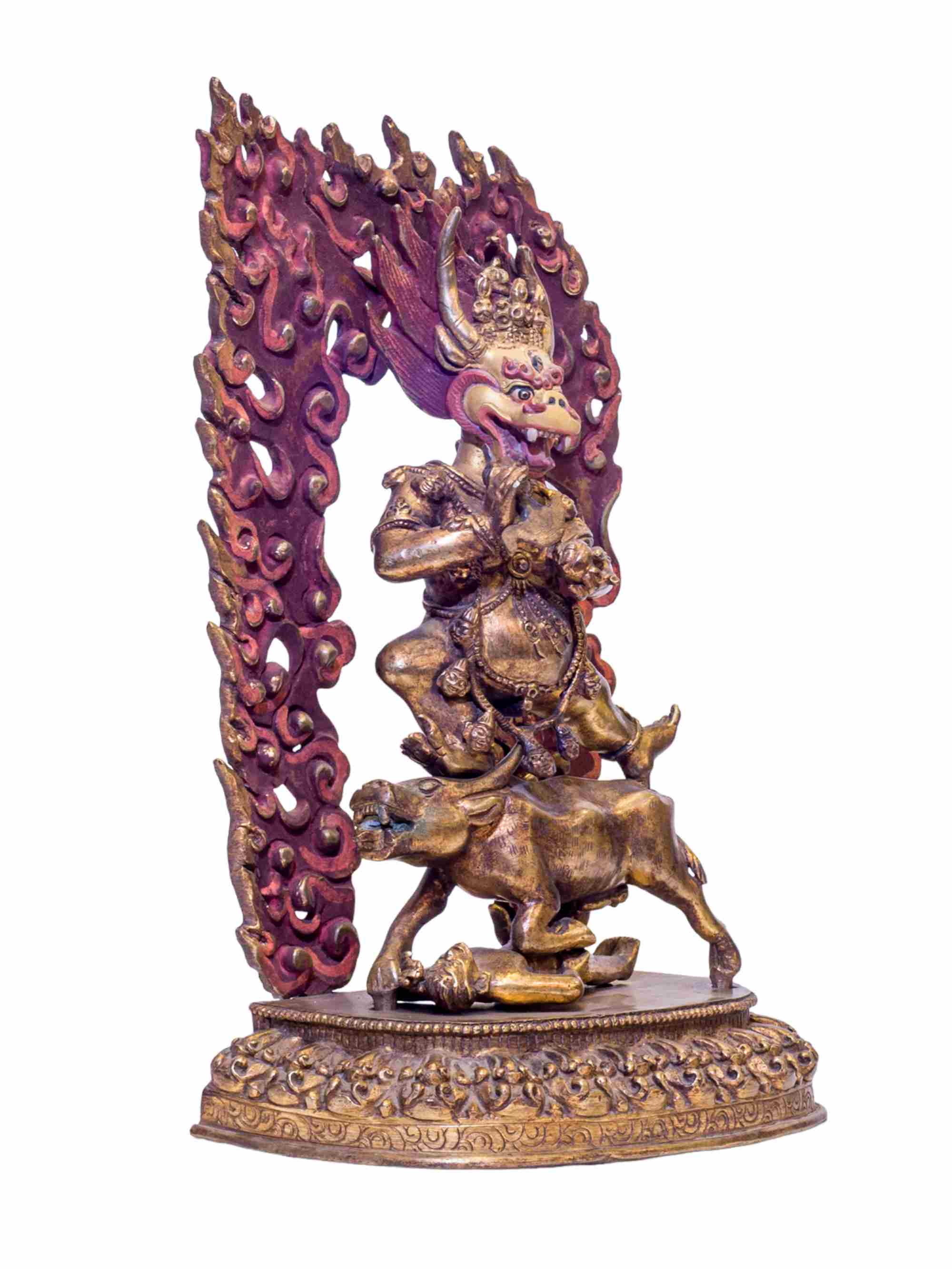 Buddhist Handmade Statue Of Yamantaka, antique Finishing, gold Plated