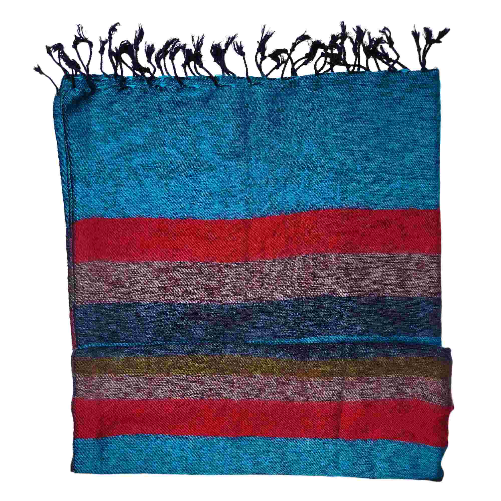 Nepali Handmade Made acrylic Yak Wool Stripe Blanket, large Size