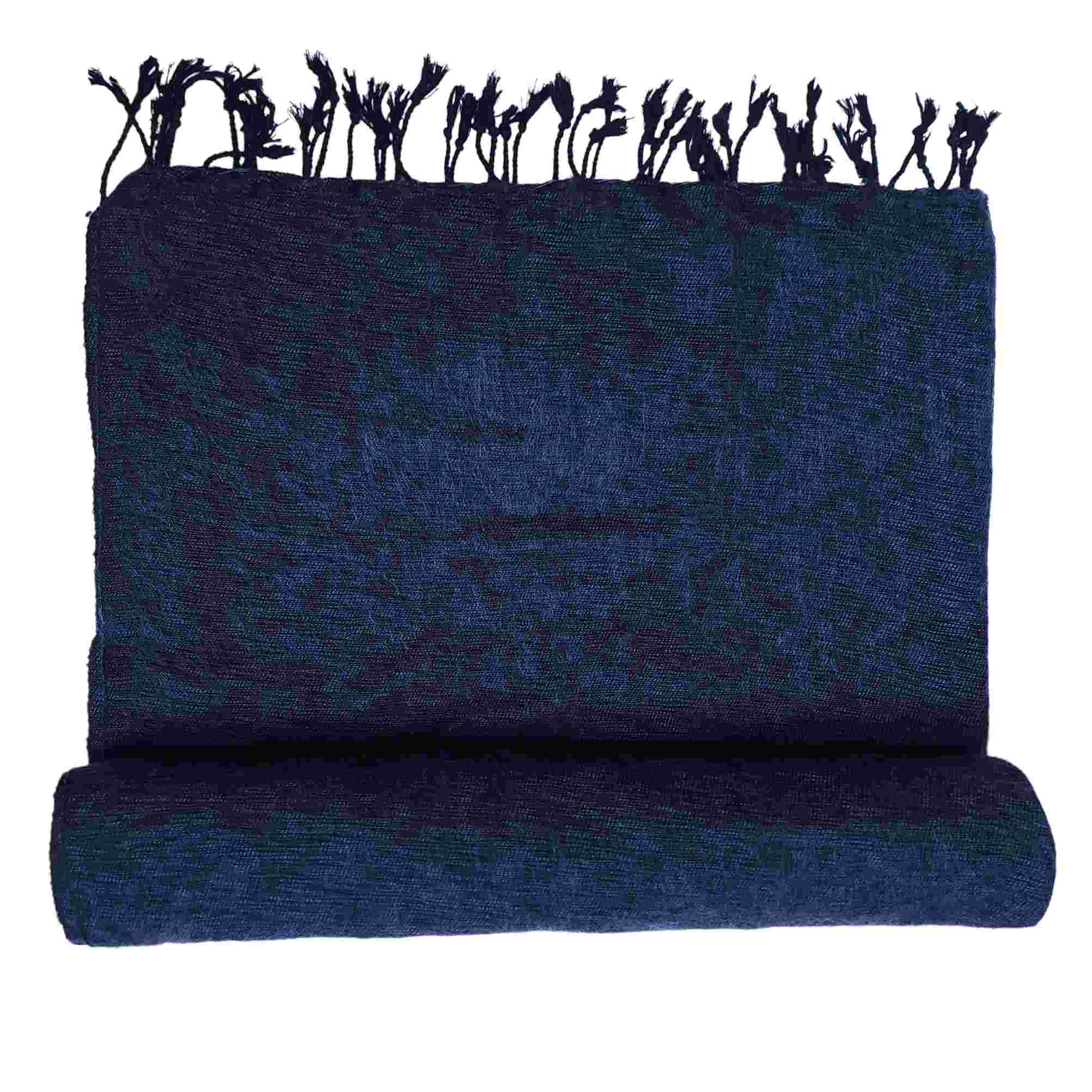 Yak Wool Blanket, Nepali Acrylic Hand Loom Blanket, blue Mix Color, large Size