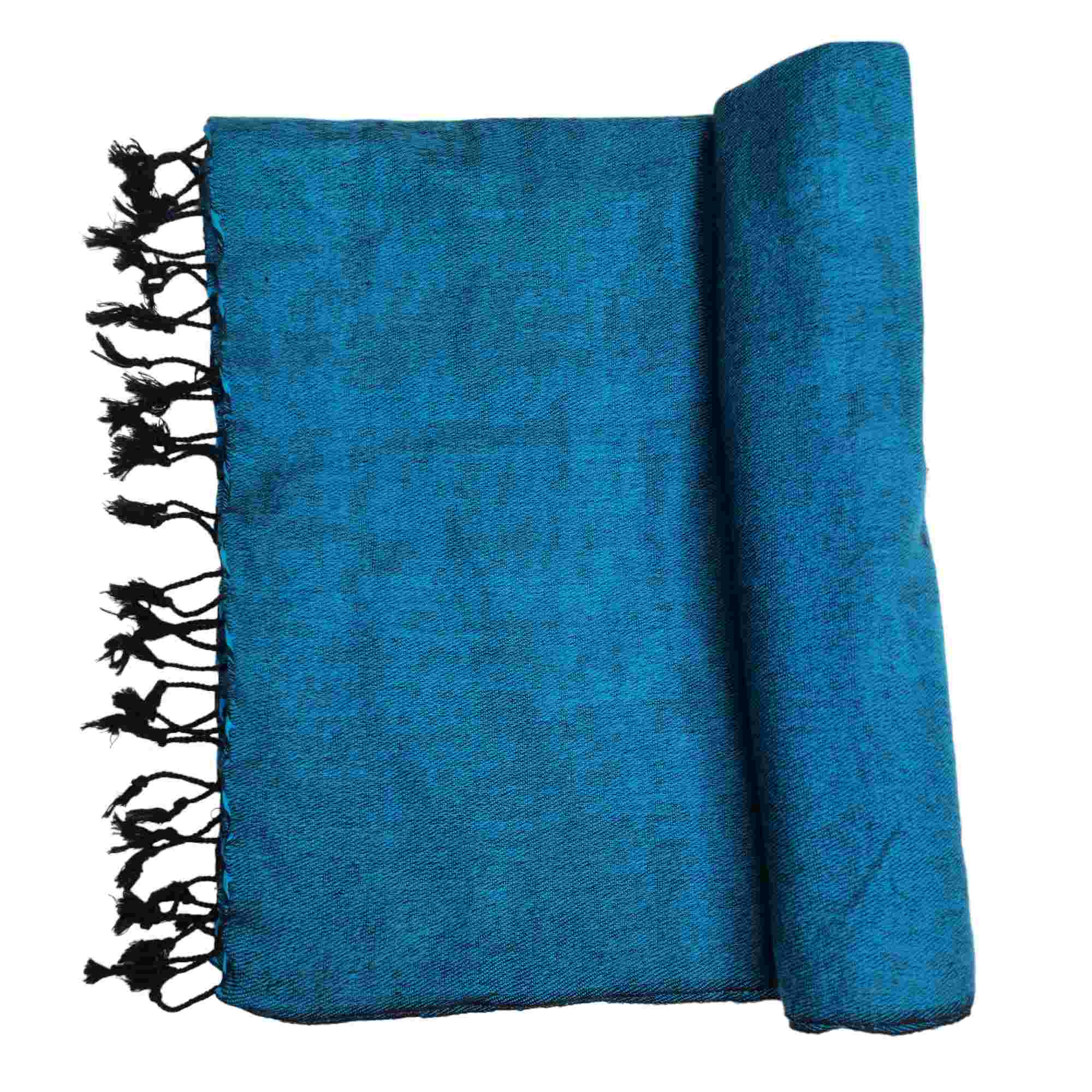 Yak Wool Blanket, Nepali Acrylic Hand Loom Blanket, turquoise Color, large Size