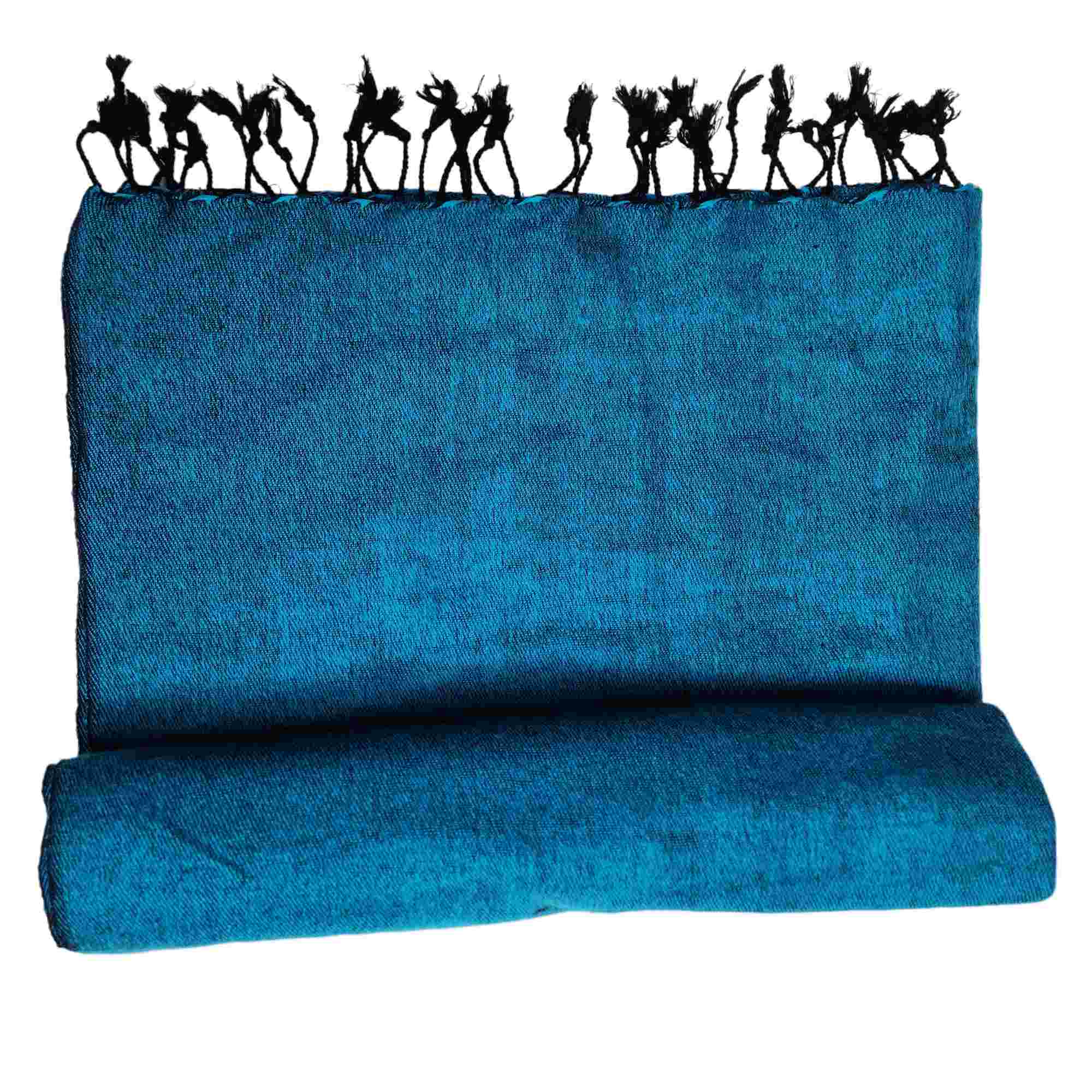 Yak Wool Blanket, Nepali Acrylic Hand Loom Blanket, turquoise Color, large Size