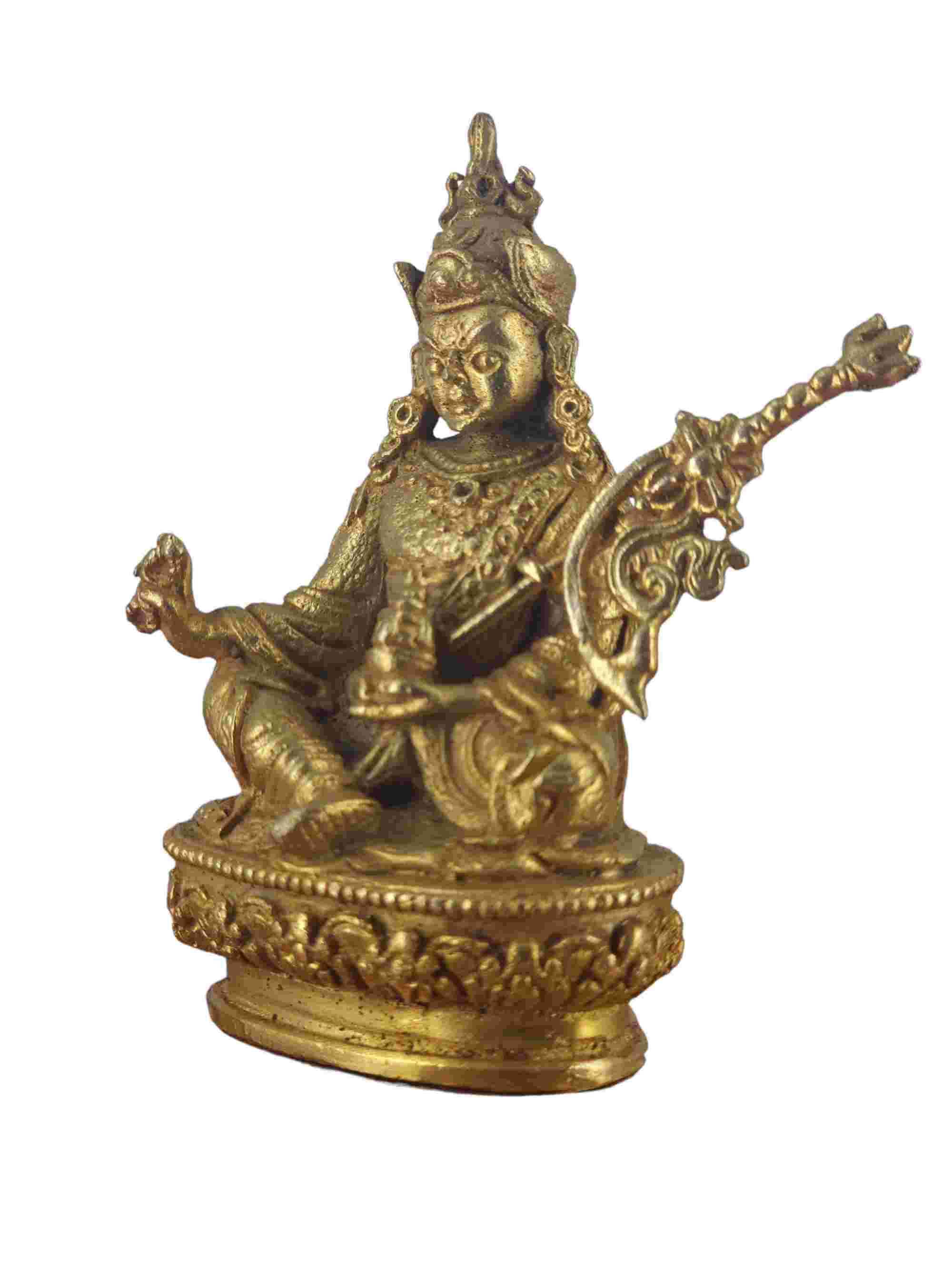 Buddhist Miniature Statue Of Padmasambhava guru Rinpoche, gold Plated