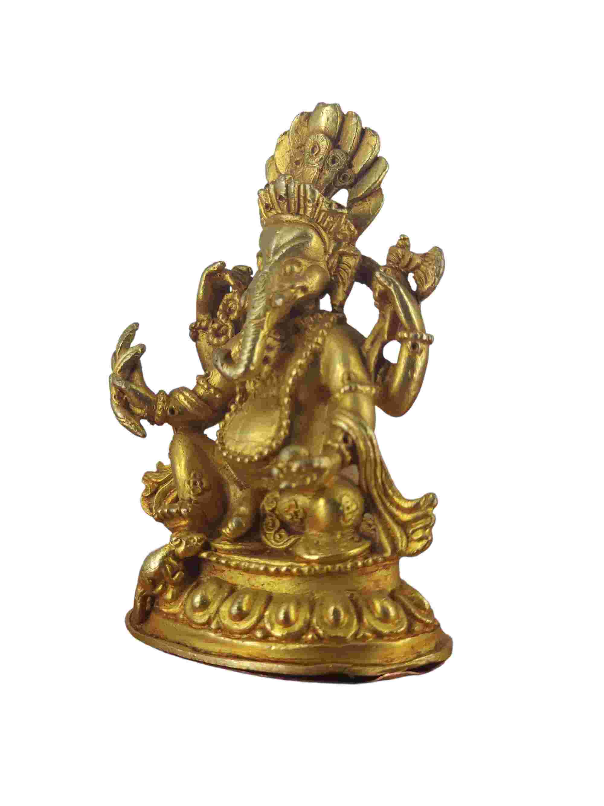 Buddhist Miniature Statue Of Ganesh, gold Plated