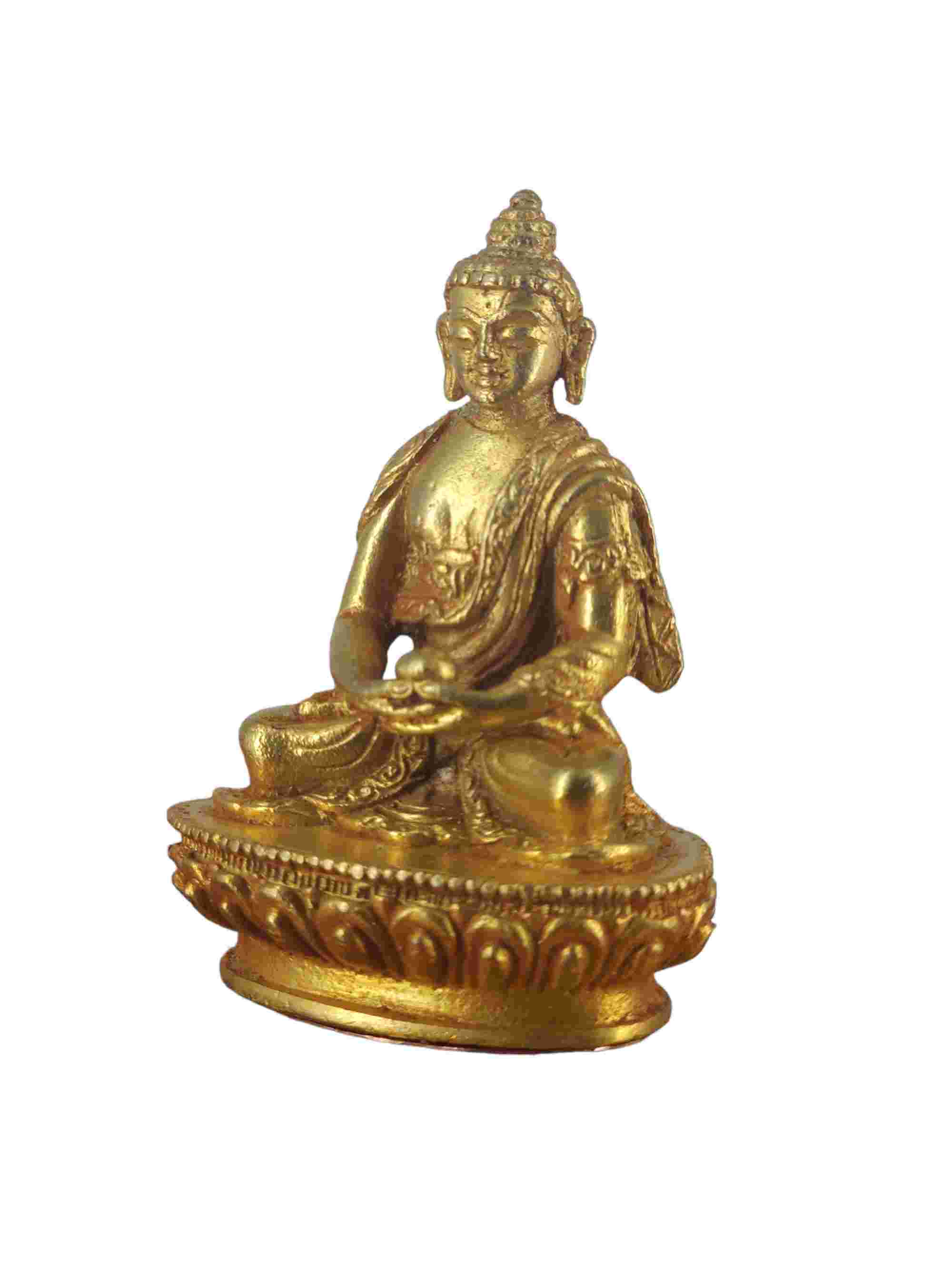 Buddhist Miniature Statue Of Amitabha Buddha, gold Plated