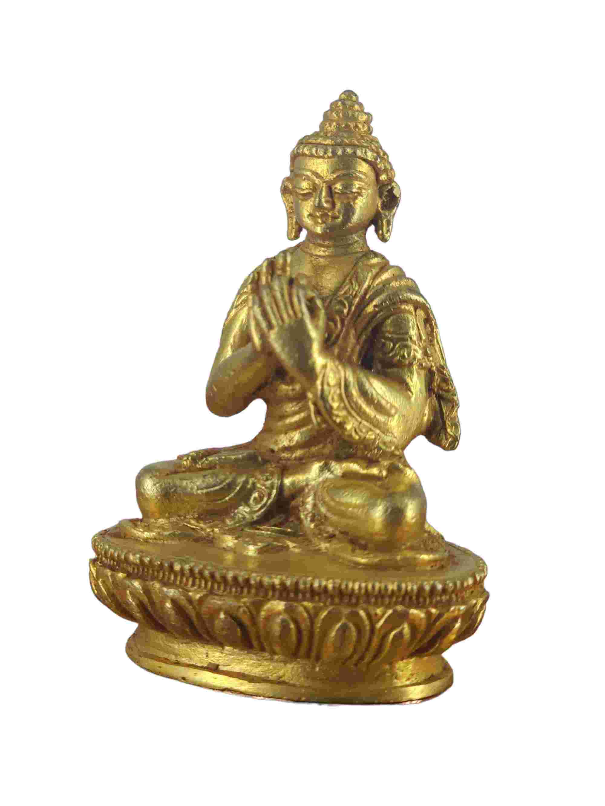Buddhist Miniature Statue Of Vairochana Buddha, gold Plated