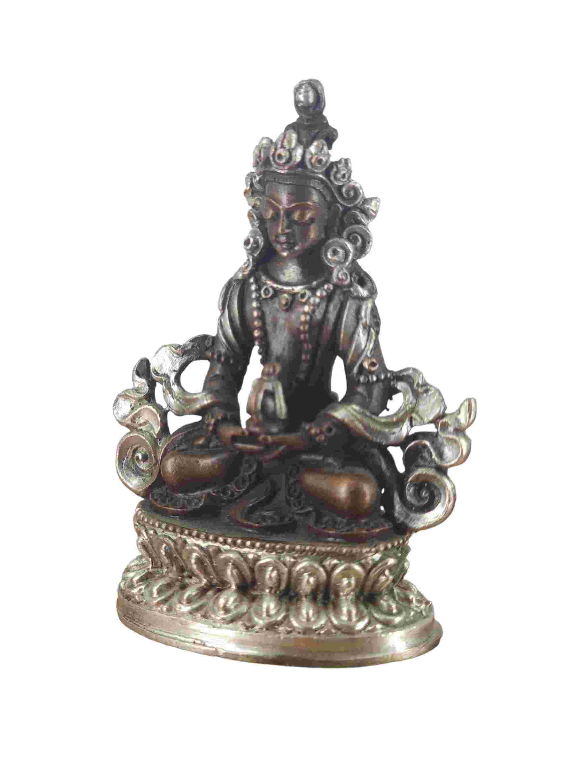 Buddhist Miniature Statue Of Aparimita, chocolate Oxidized, Amitayus, Chepame