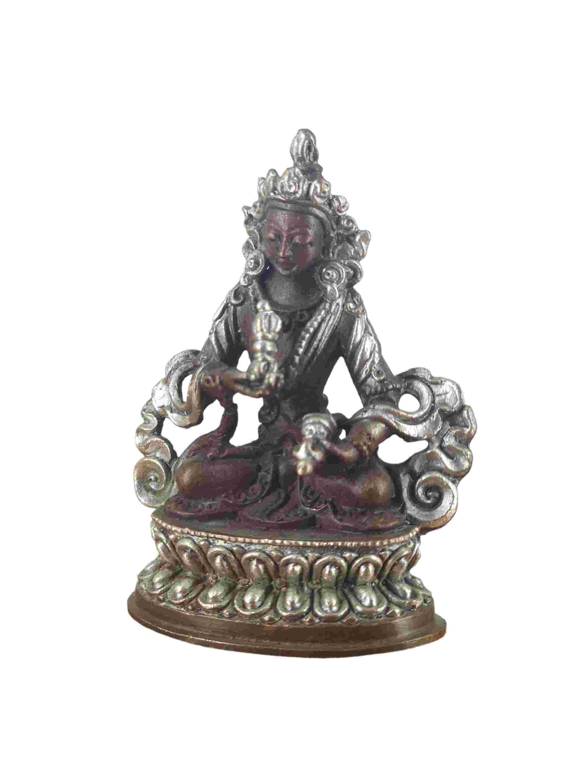 Buddhist Miniature Statue Of Vajrasattva, chocolate Oxidized