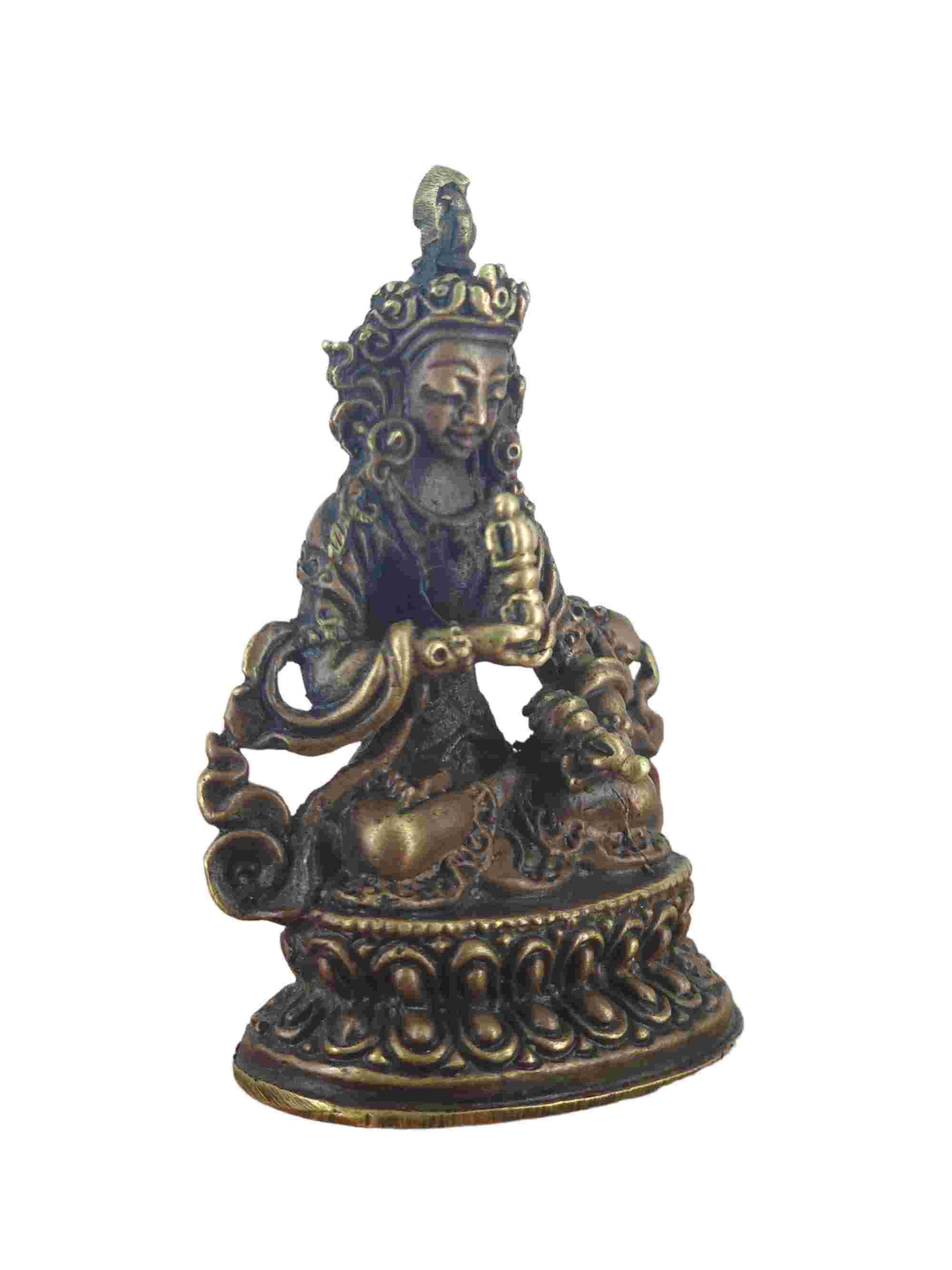 Buddhist Miniature Statue Of Vajrasattva, chocolate Oxidized