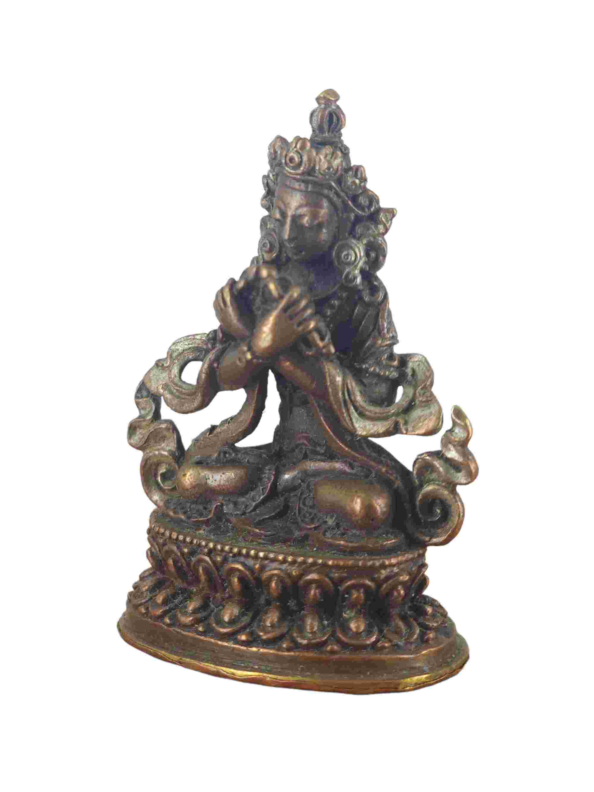 Buddhist Miniature Statue Of Vajradhara, chocolate Oxidized
