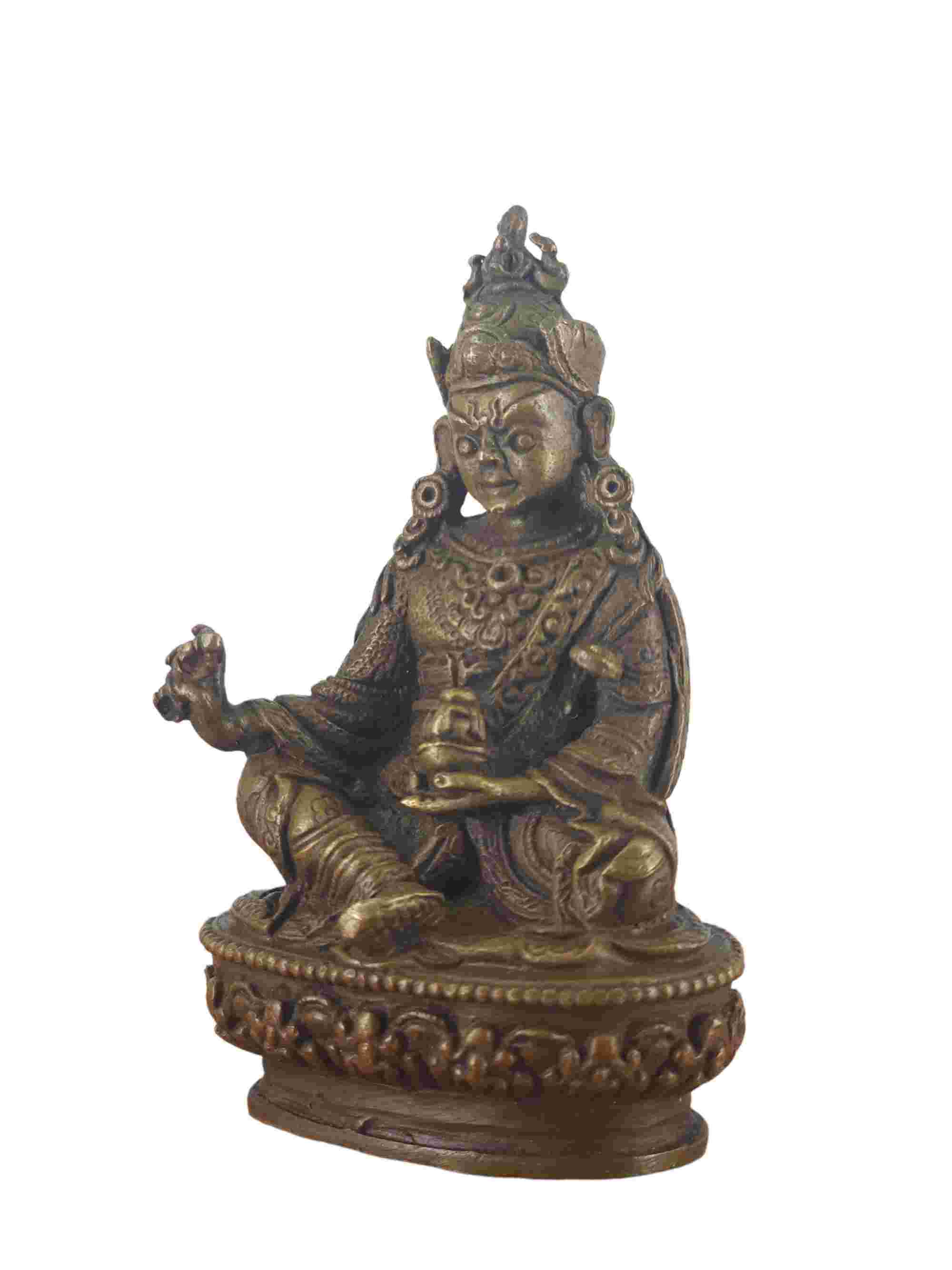 Buddhist Miniature Statue Of Padmasambhava guru Rinpoche, chocolate Oxidized