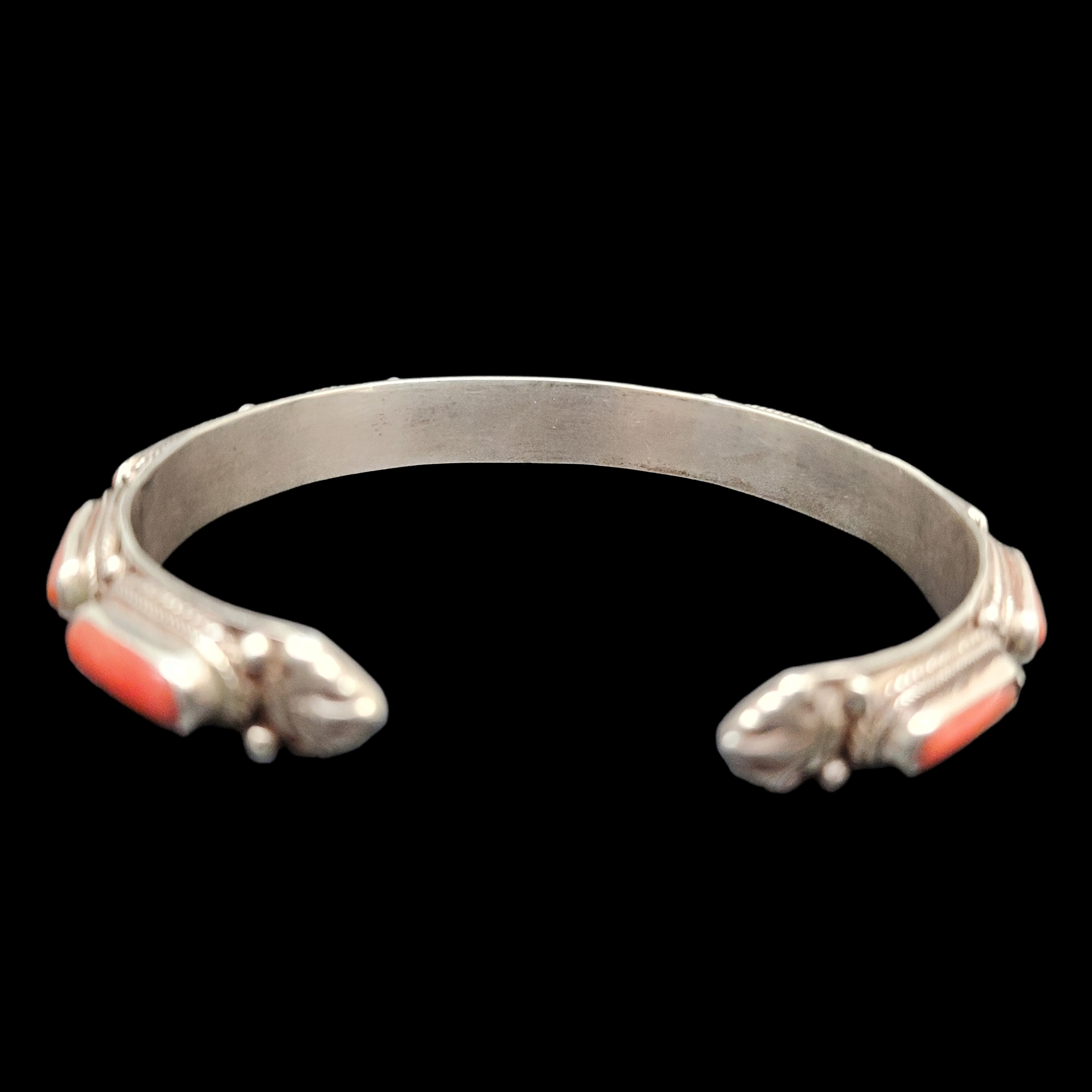 Sterling Silver Bracelet With stone Setting, free Size, Real Coral