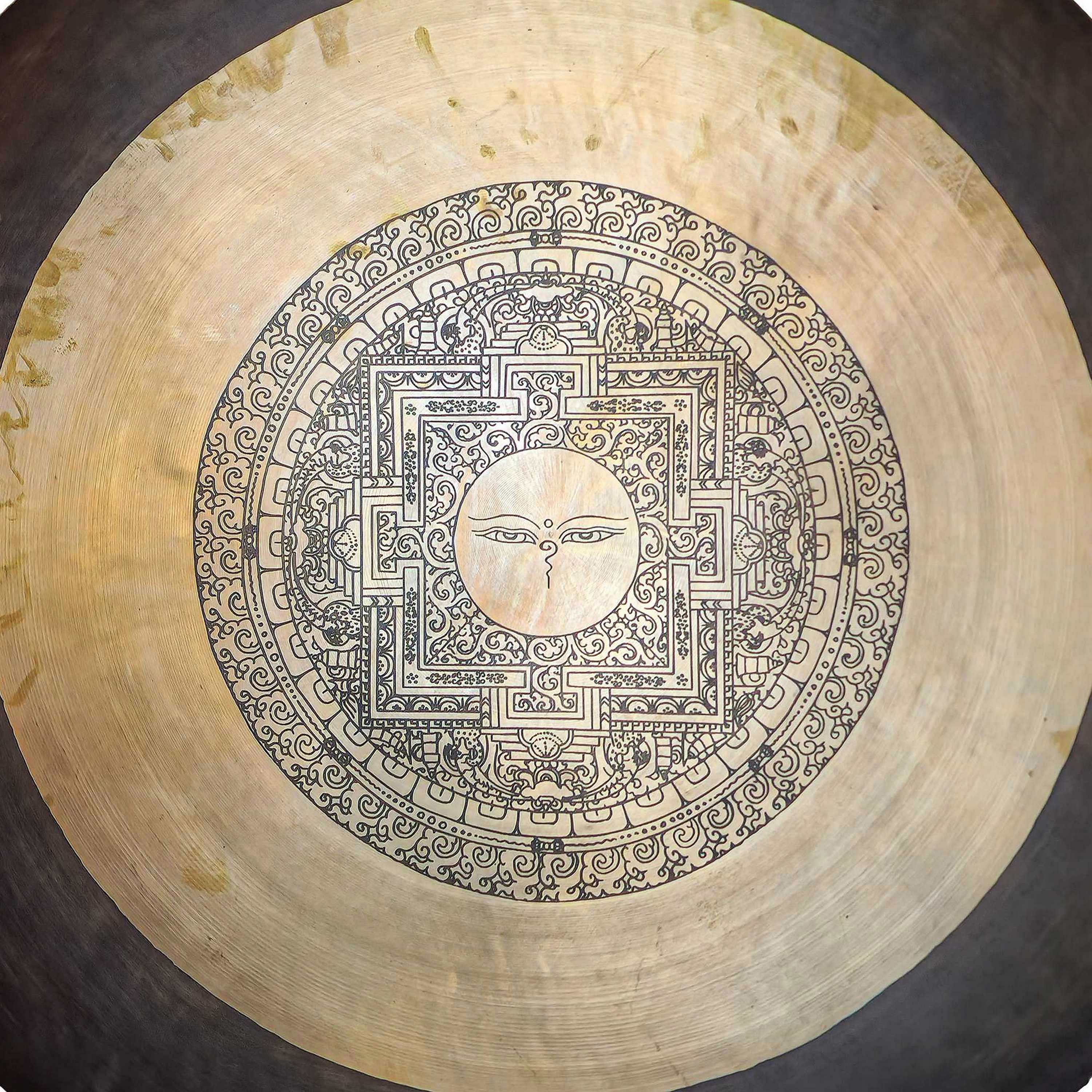Tibetan handmade Gong With buddha Eye Design Mandala Design, Wind Gong, Flat Gong