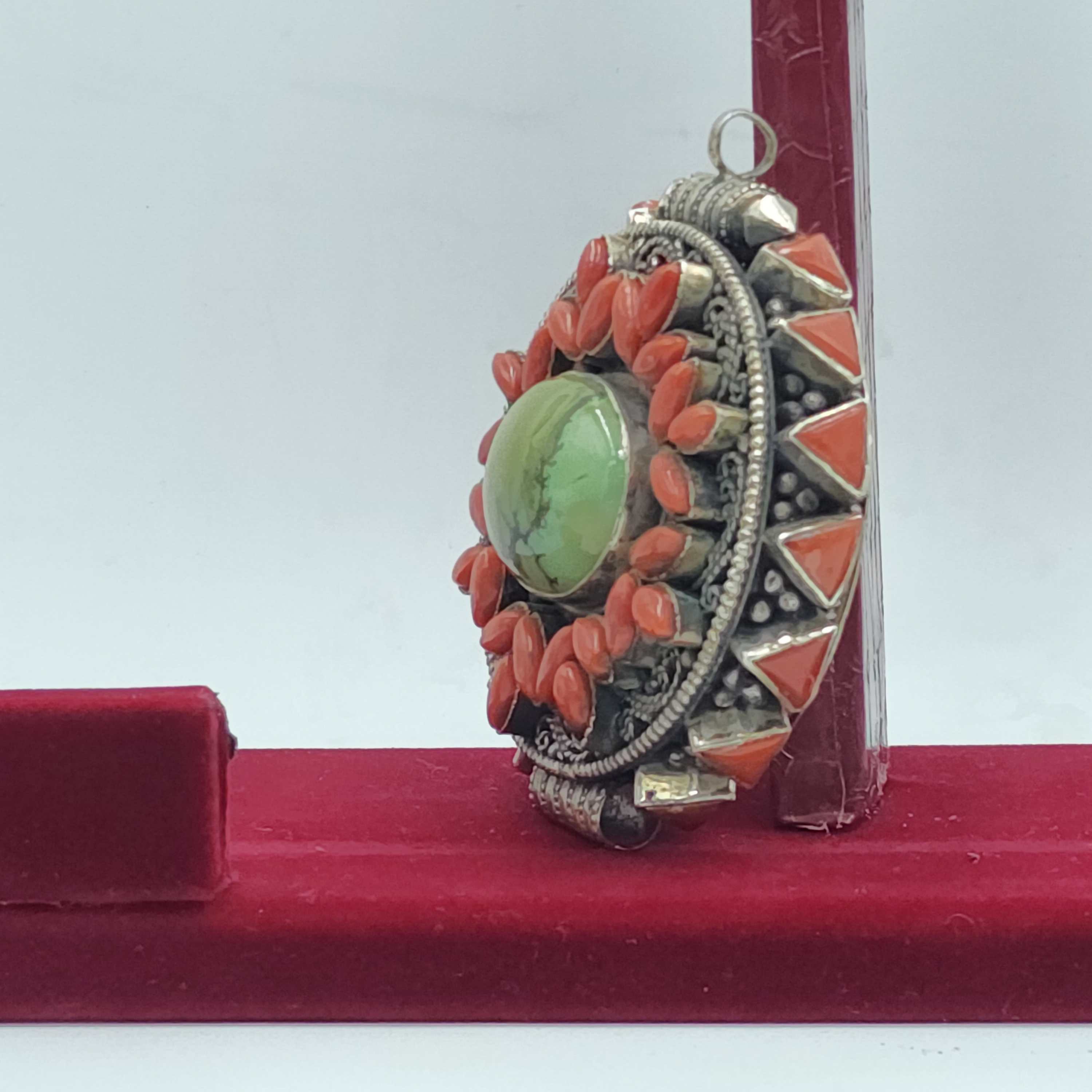 sterlin Silver Tibetan Ghau Box tortoise, Marquise, gold Plated, stone Setting