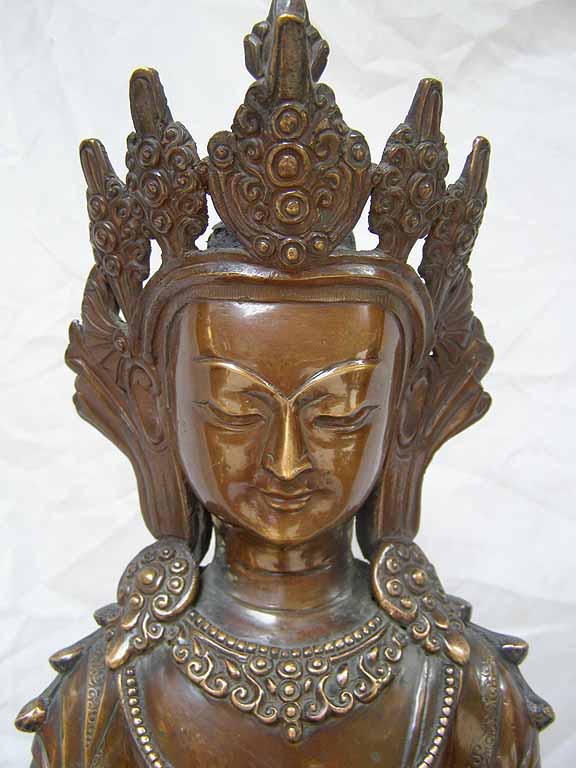 Aparimita, Buddhist Handmade Statue, Chepame, Amitayus, Chocoloate Oxidized, <span Style=