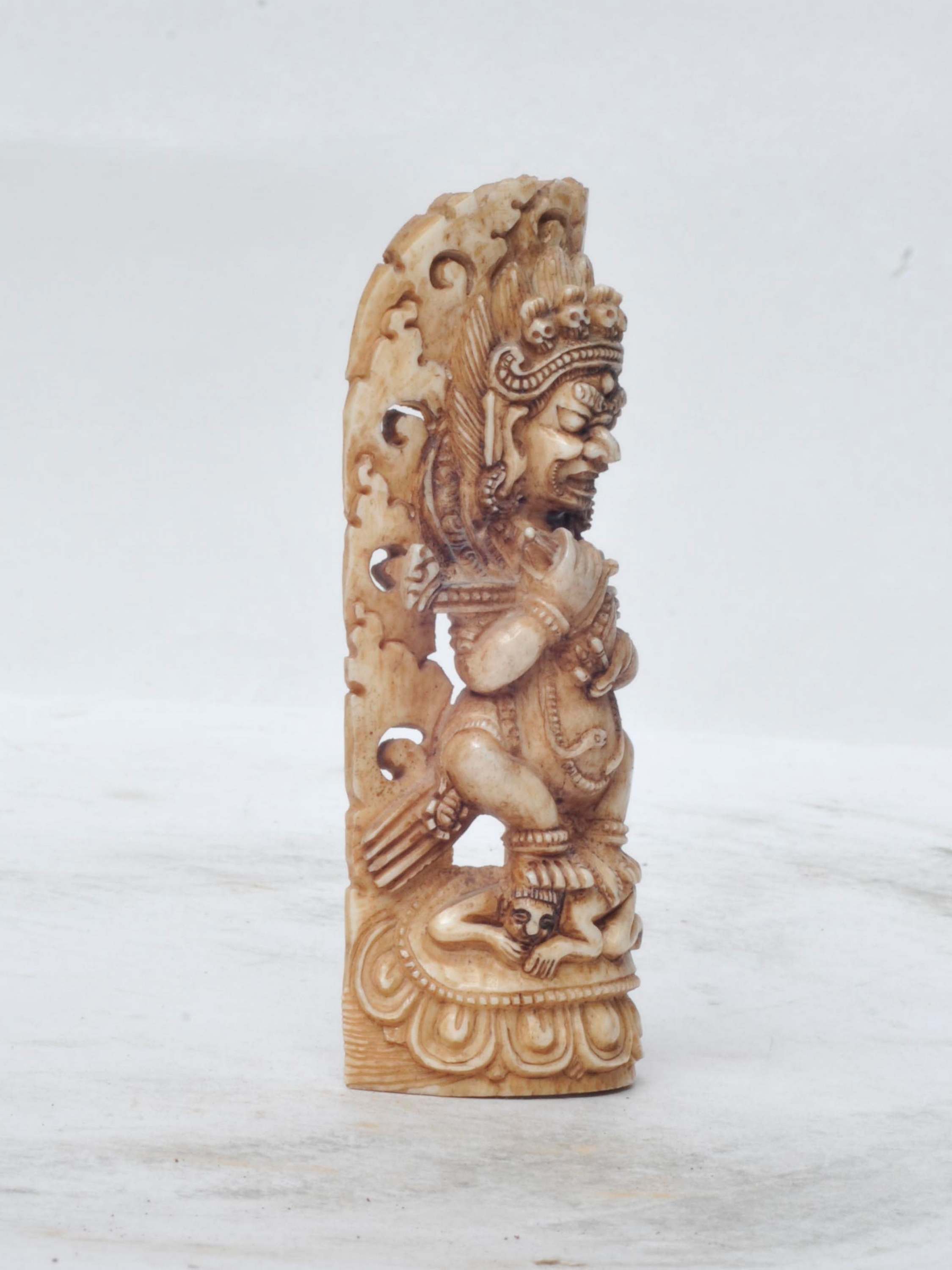 Tibetan Hand Carved Animal Bone Stamp tibetan Seal With Mahakala Panjaranatha Carved