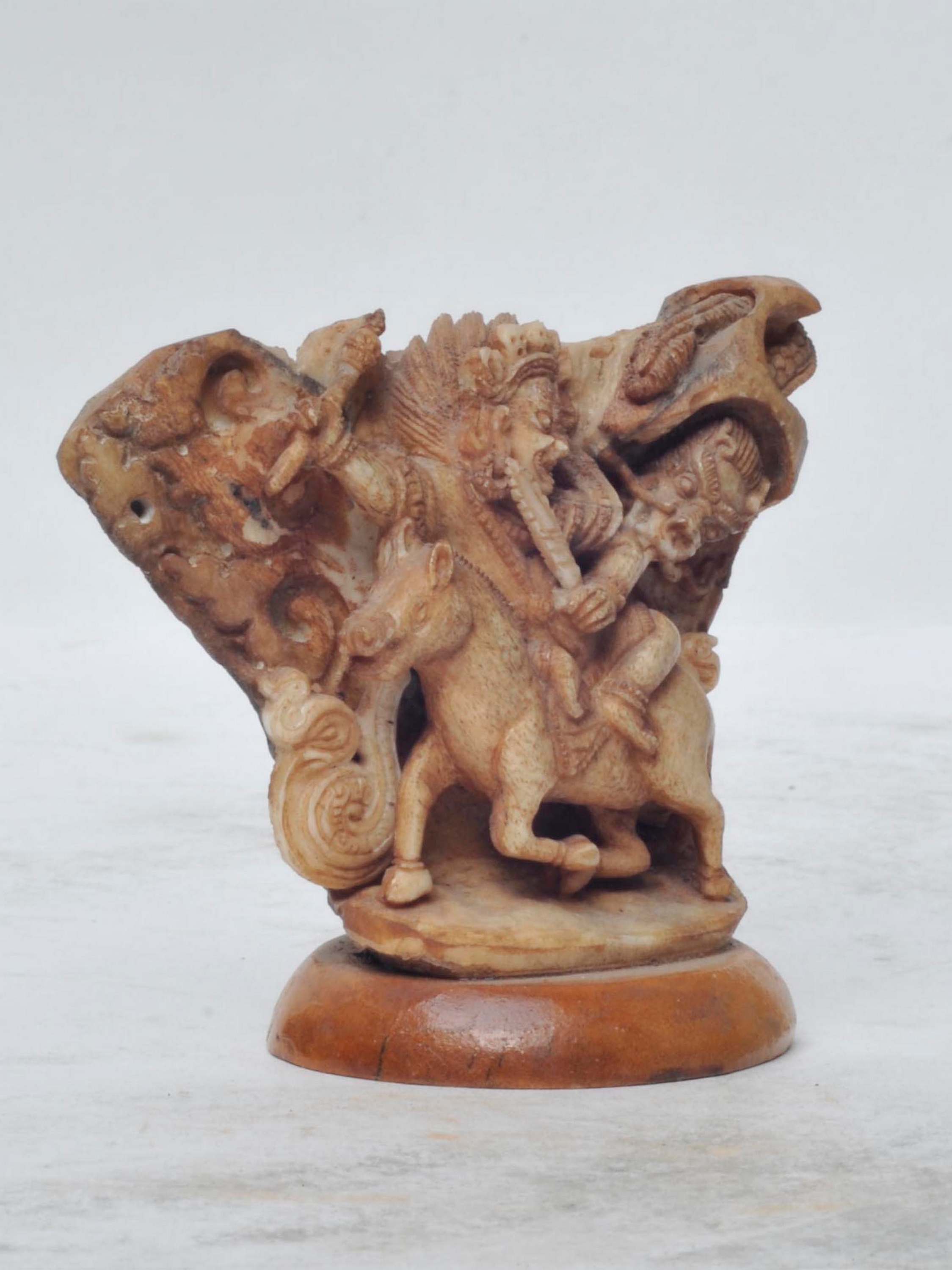 Tibetan Hand Carved Animal Bone Stamp tibetan Seal With Palden Lahmo Carved, remakable