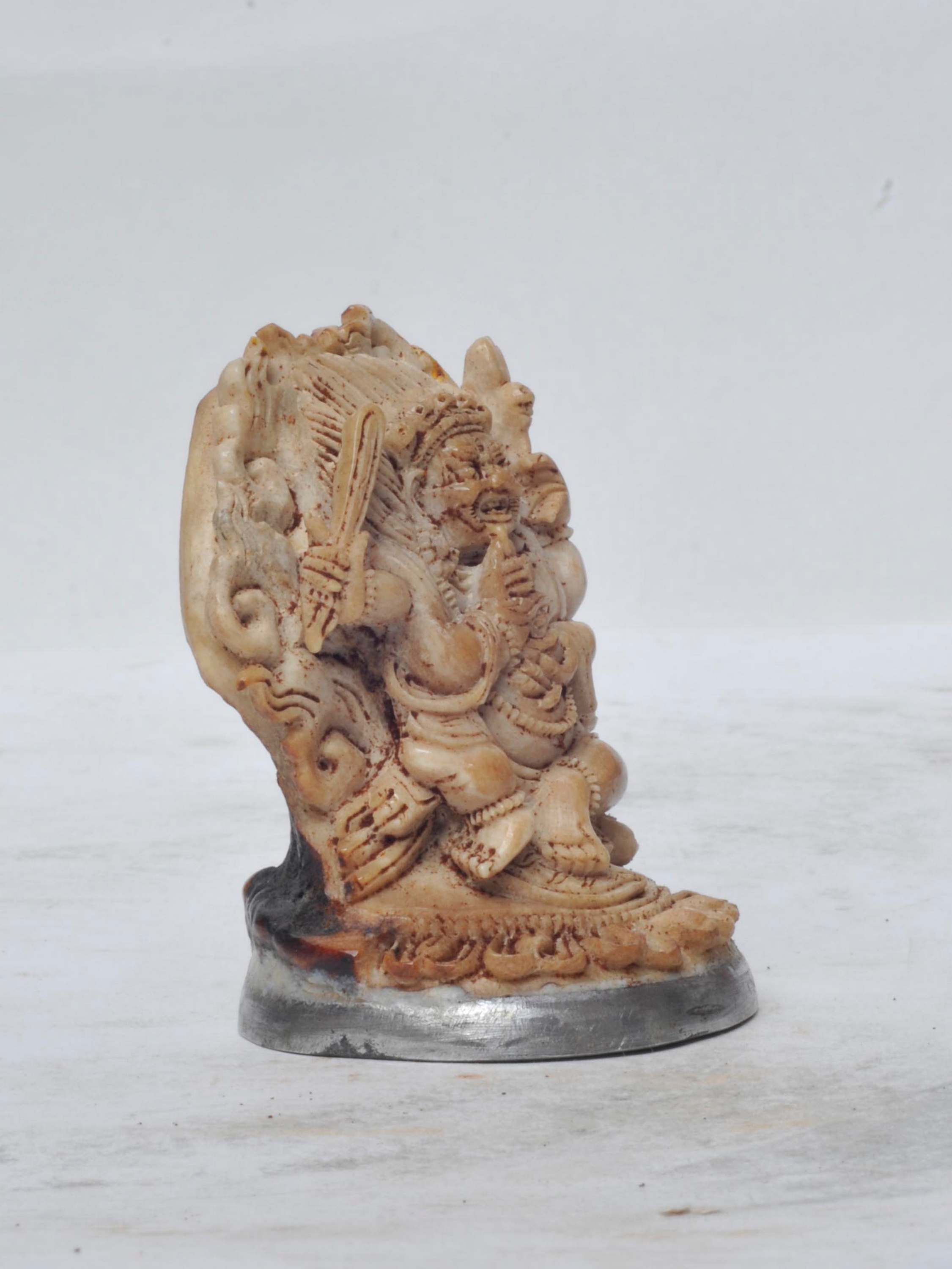 Tibetan Hand Carved Animal Bone Stamp tibetan Seal With Black Mahakala Carved