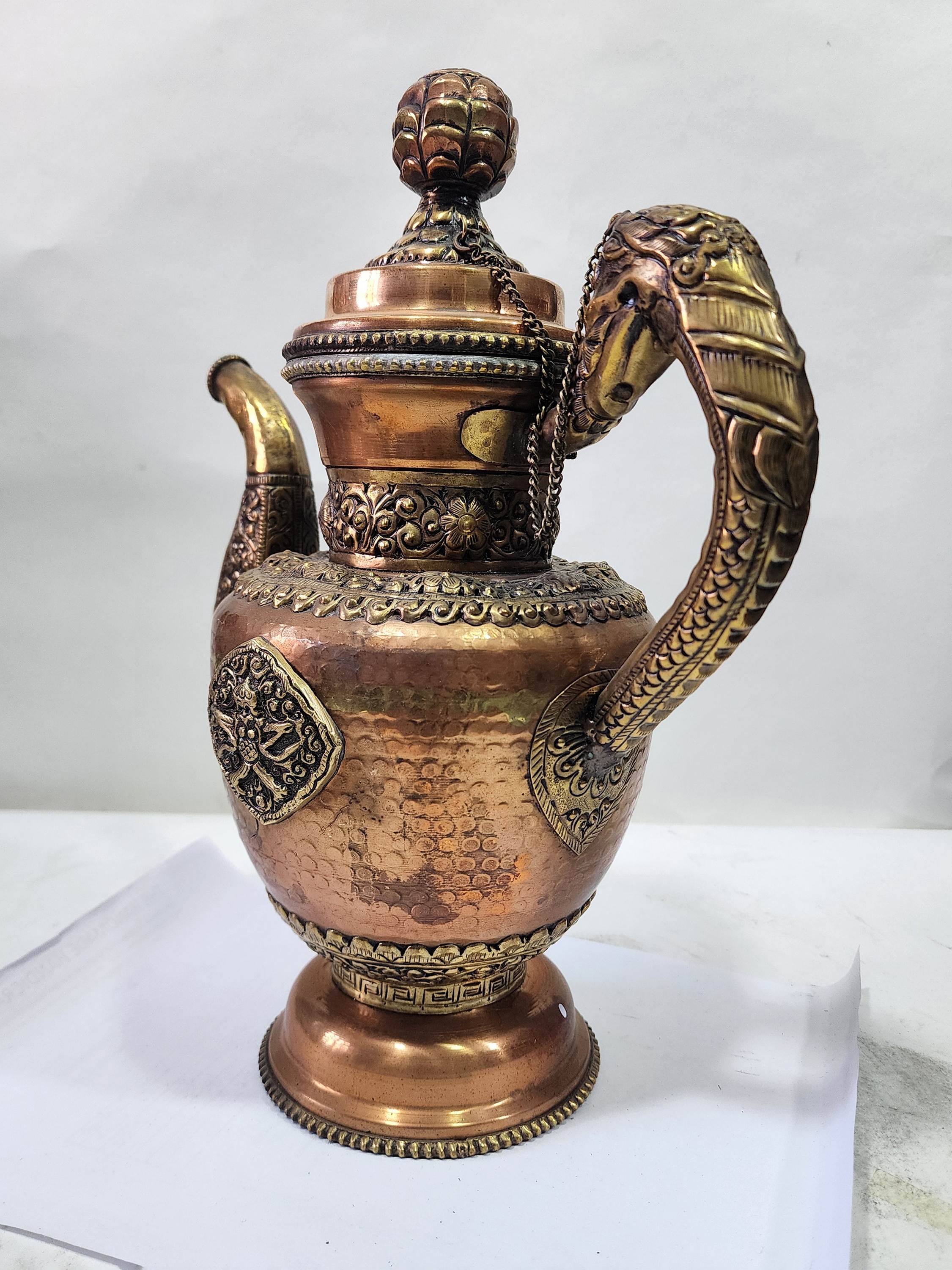 Tibetan Tea And Water Offering Vessel Water Pot, antique Finishing