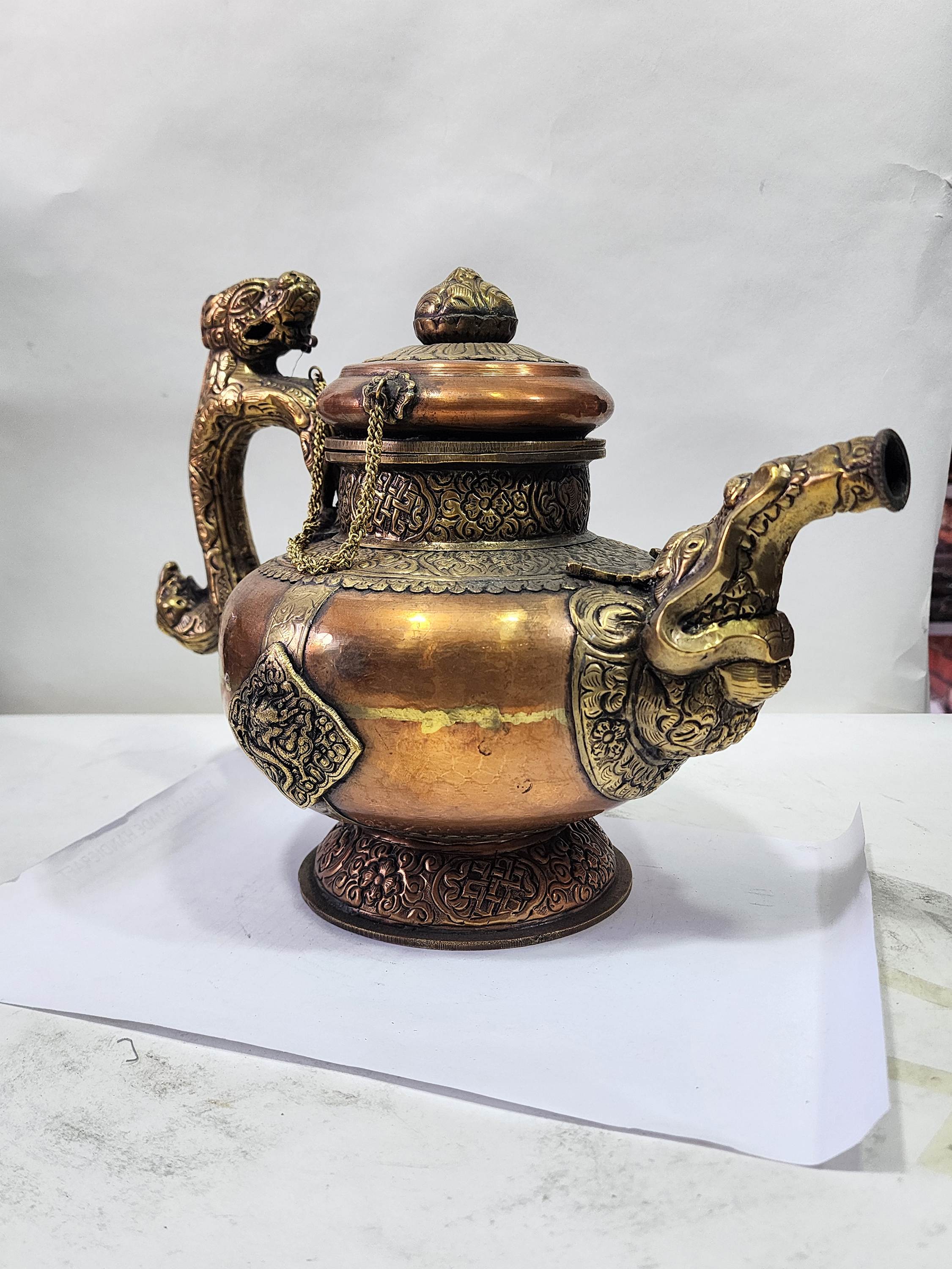 Tibetan Tea And Water Offering Vessel Water Pot, antique Finishing