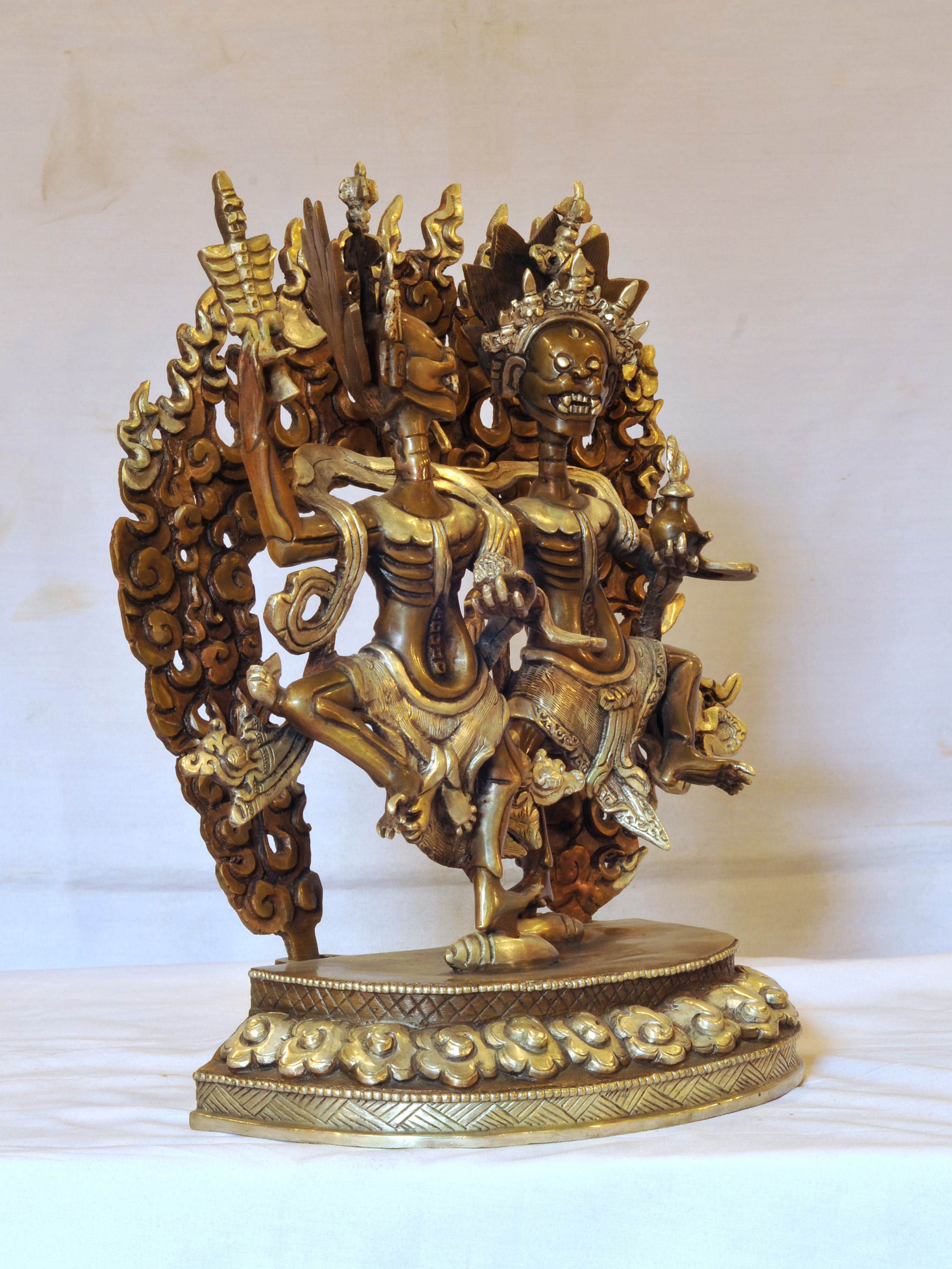 Buddhist Handmade Statue Of Citipati, silver And Chocolate Oxidized