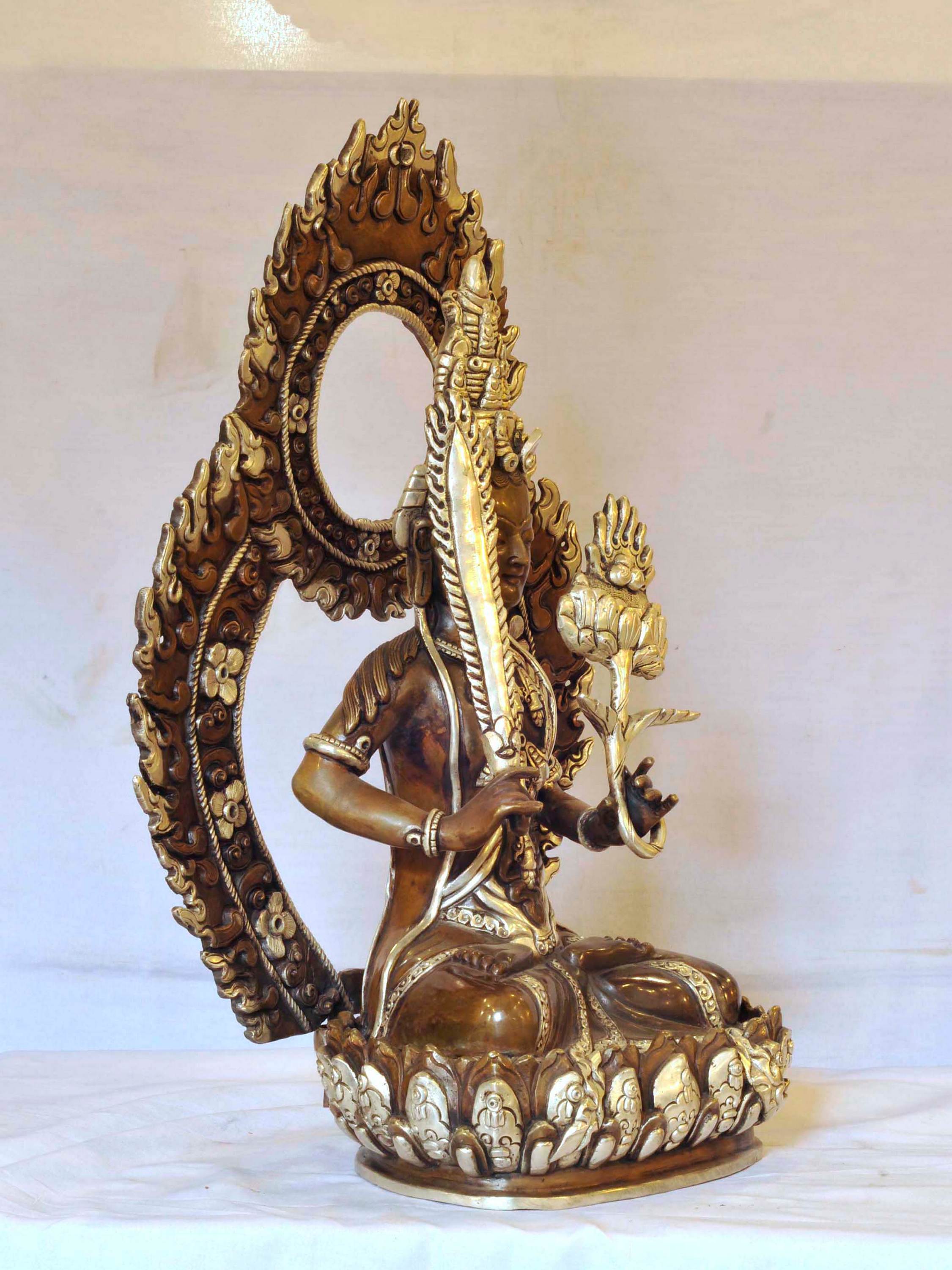 Buddhist Handmade Statue Of name Not Sure, silver And Chocolate Oxidized