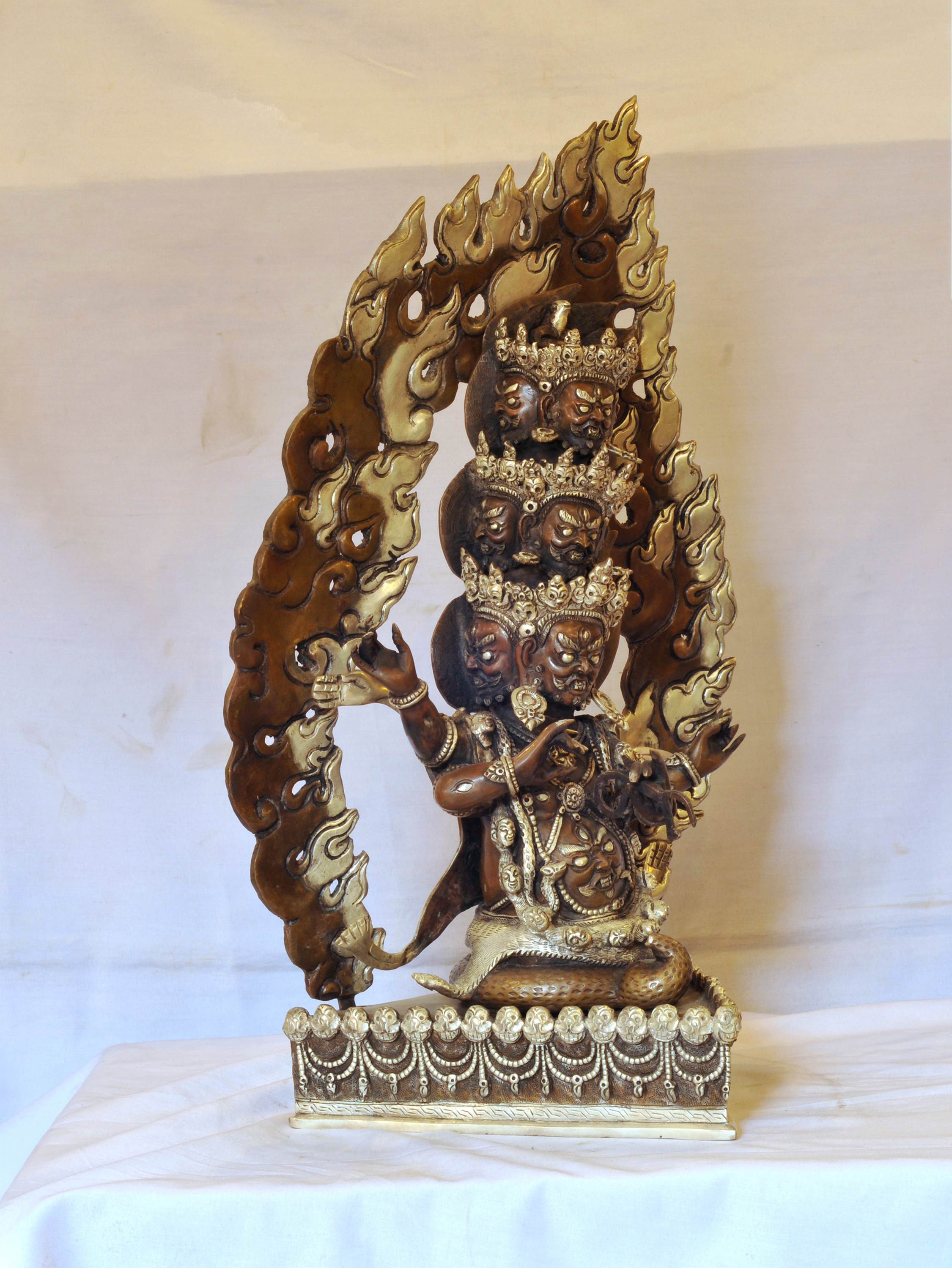 Buddhist Handmade Statue Of Rahula, silver And Chocolateoxidized