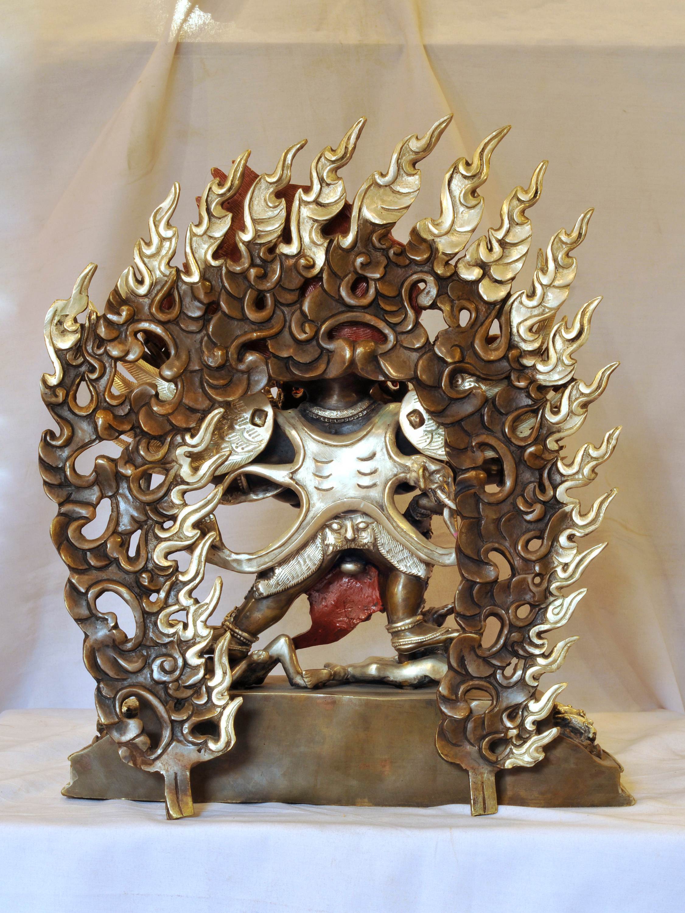 Buddhist Handmade Statue Of Hegriva, silver And Chocolate Oxidized