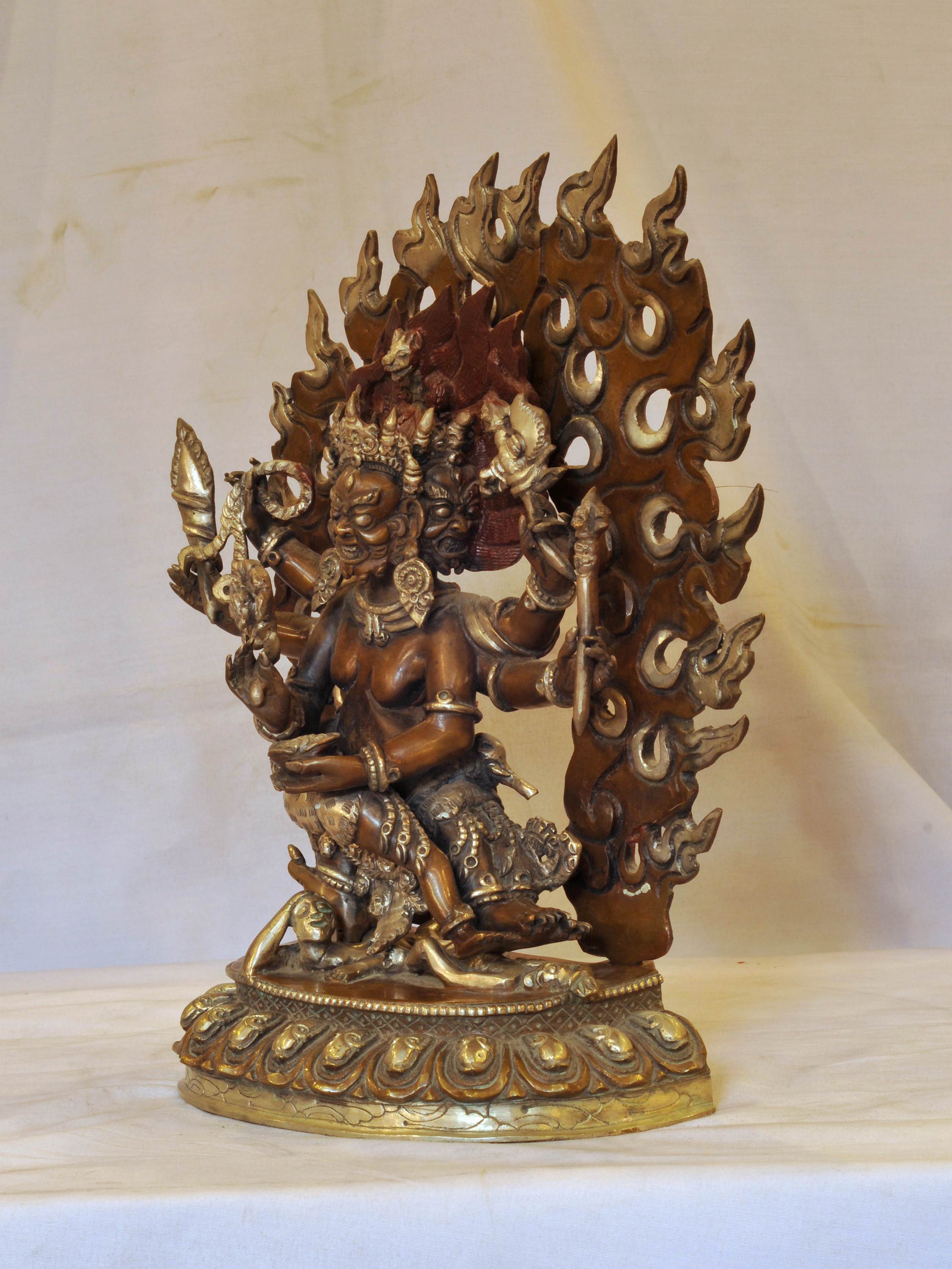 Buddhist Handmade Statue Of Secret Accomplishment Hayagriva, silver And Chocolate Oxidized