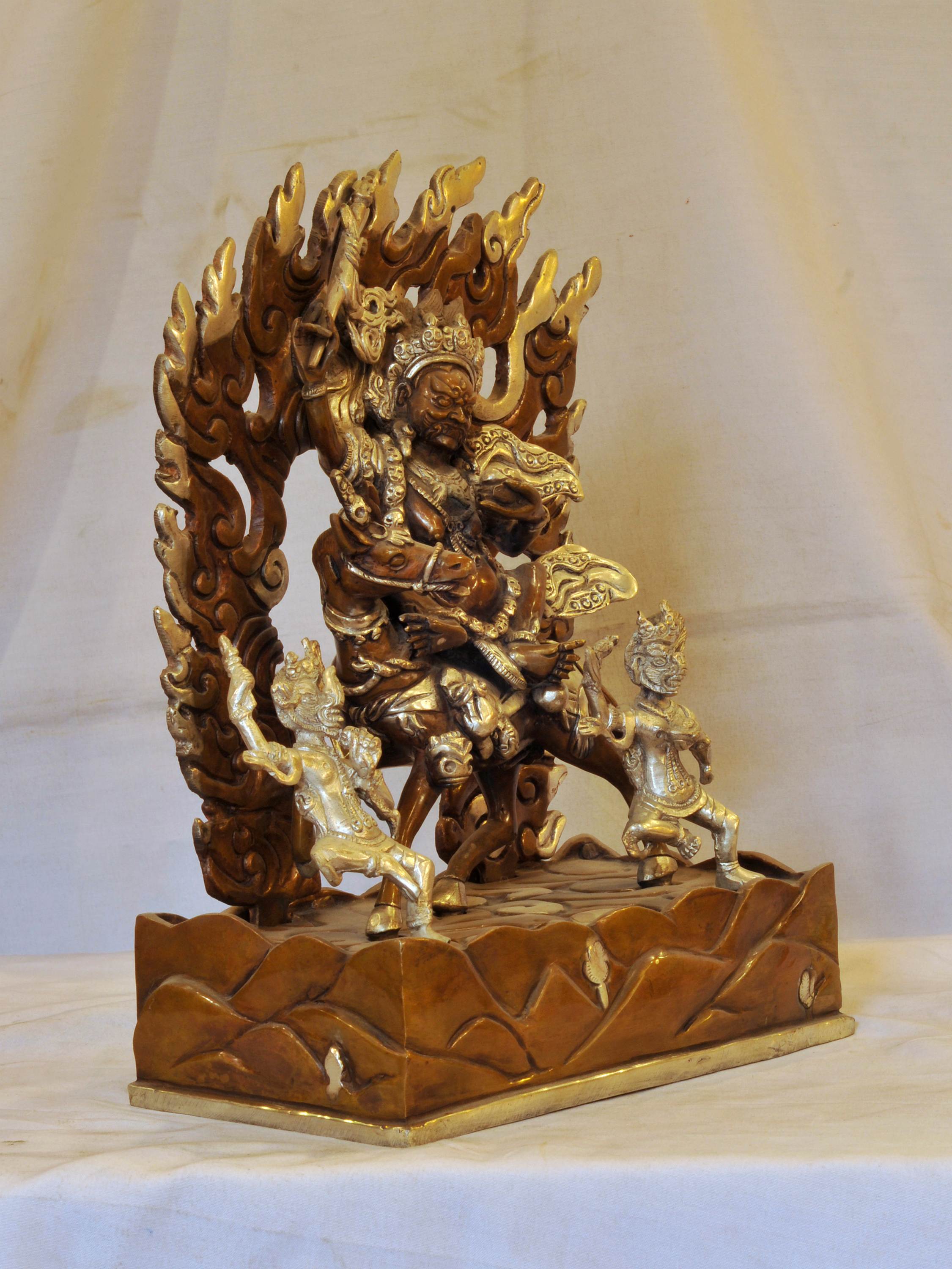 Buddhist Handmade Statue Of Palden Lahmo, silver And Chocolate Oxidized