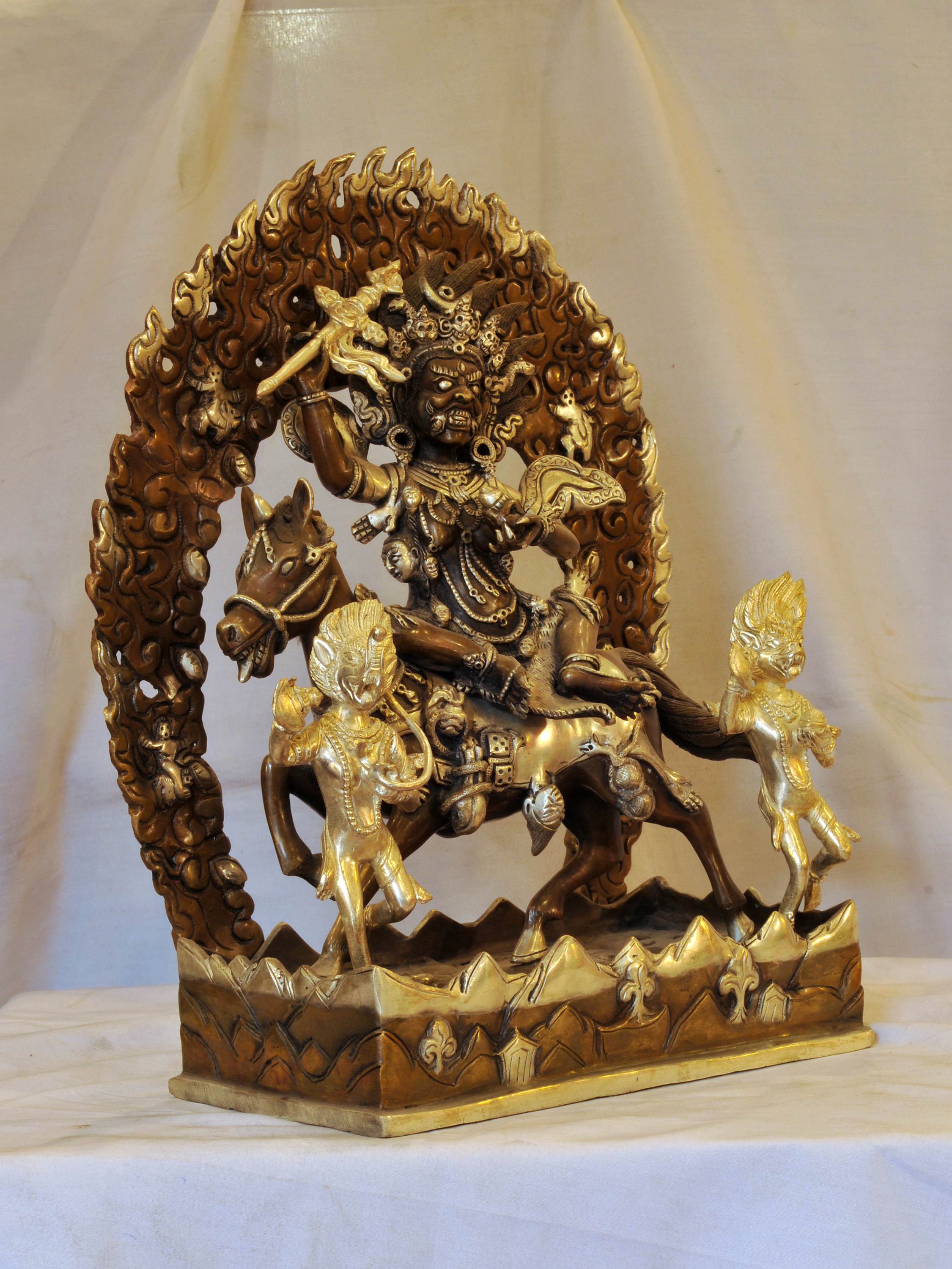 Buddhist Handmade Statue Of Palden Lahmo, silver And Chocolate Oxidized