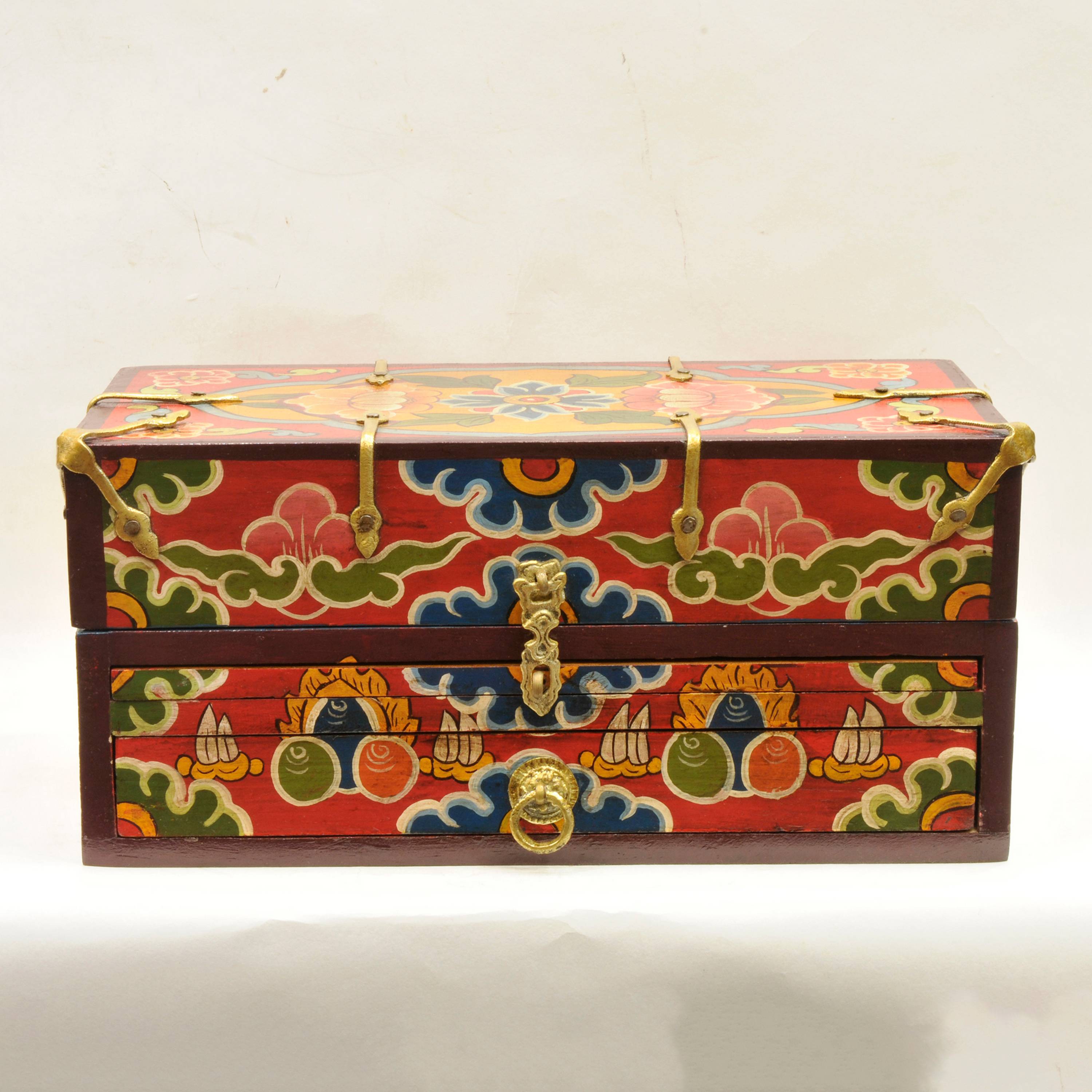 Buddhist Handmade Wooden Traveling Altar Box, <span Style=