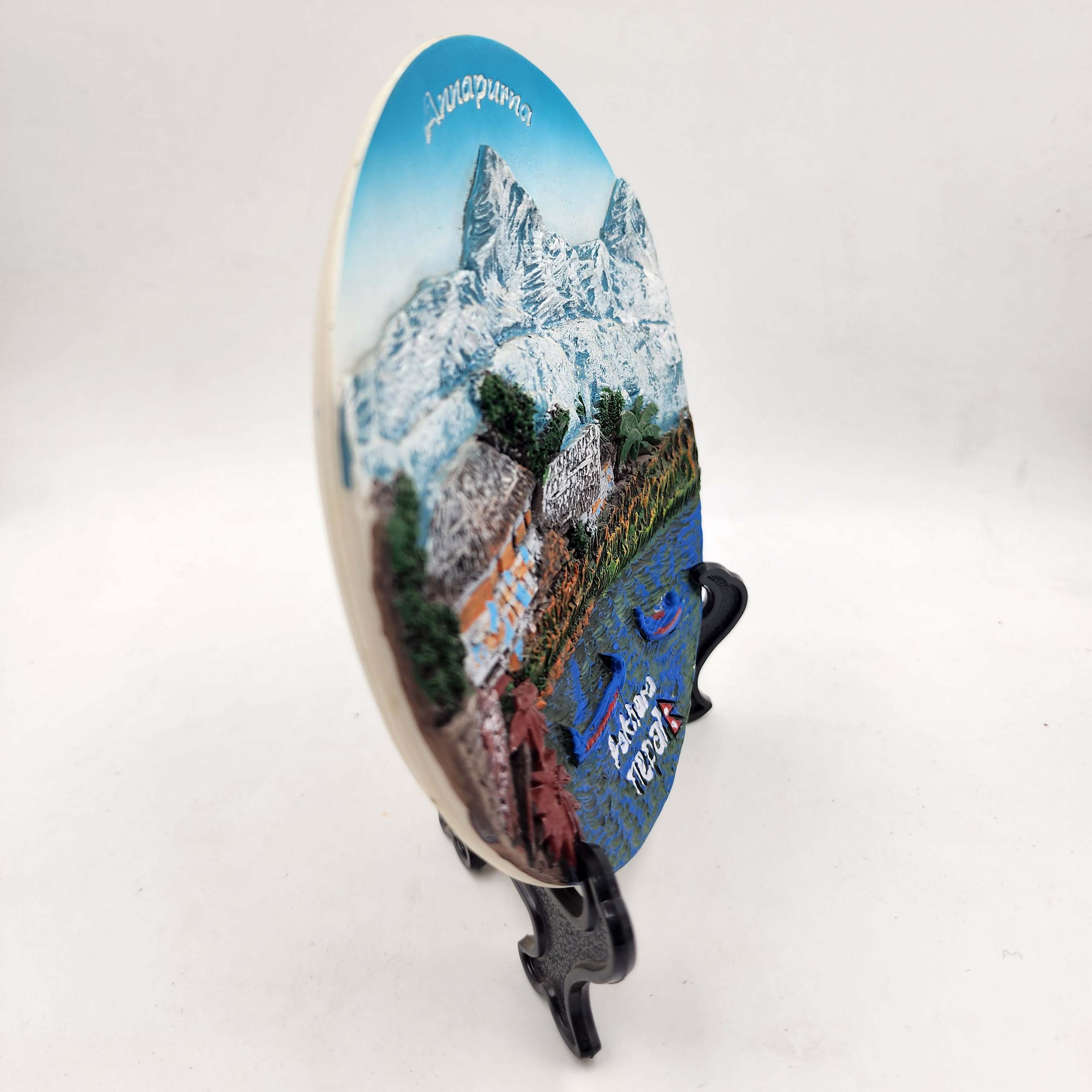 3d Fiber Art Of Pokhara City Of Nepal With Stand And Wall Hanger, Ceramic Plate, Souvenir