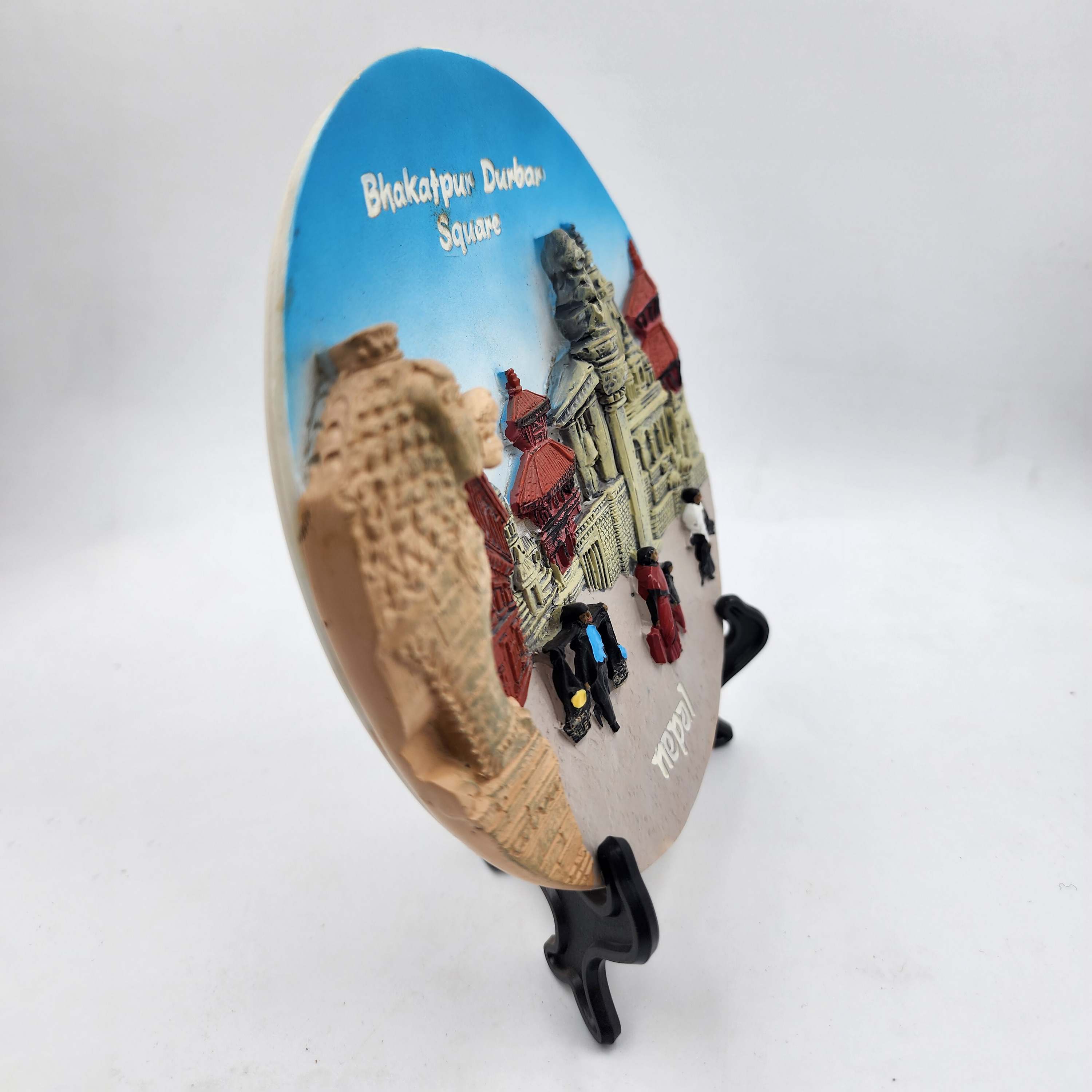 3d Fiber Art Of Bhaktapur Durbar Square Of Nepal With Stand And Wall Hanger, Ceramic Plate, Souvenir