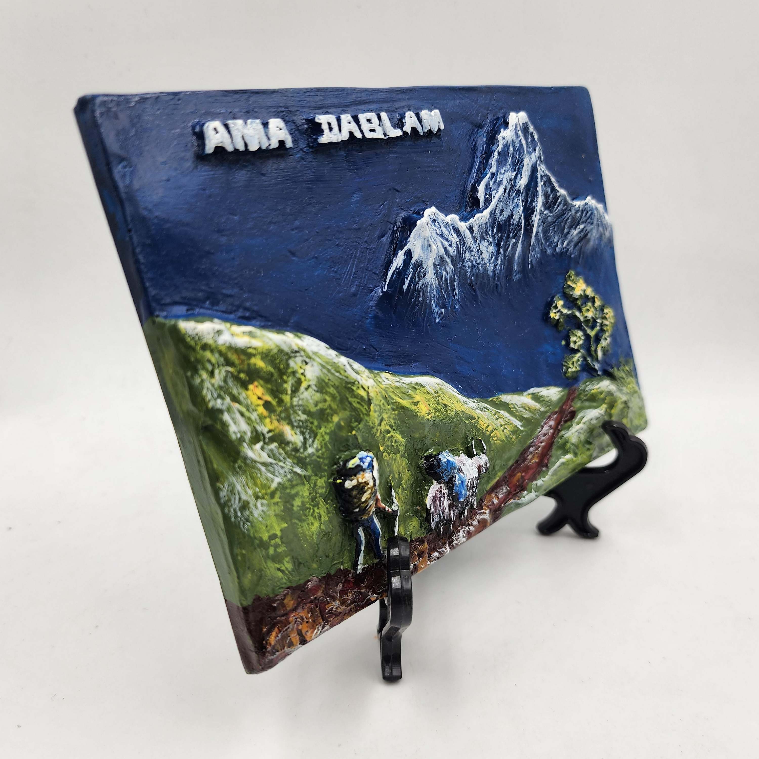 3d Fiber Art Of Mt. Ama Dablam Of Nepal With Stand And Wall Hanger
