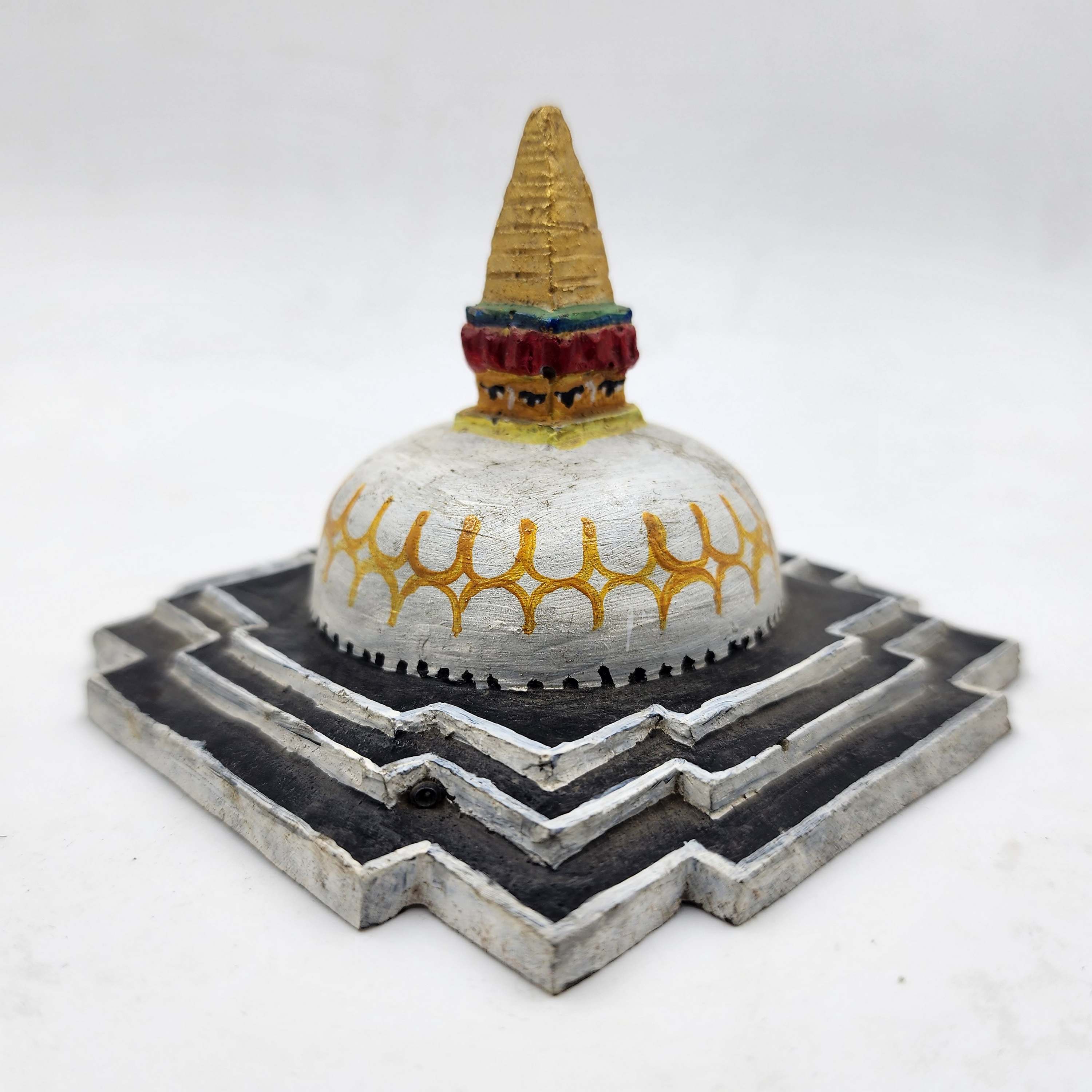 Buddhist Nepali Fiber stupa With White Paint