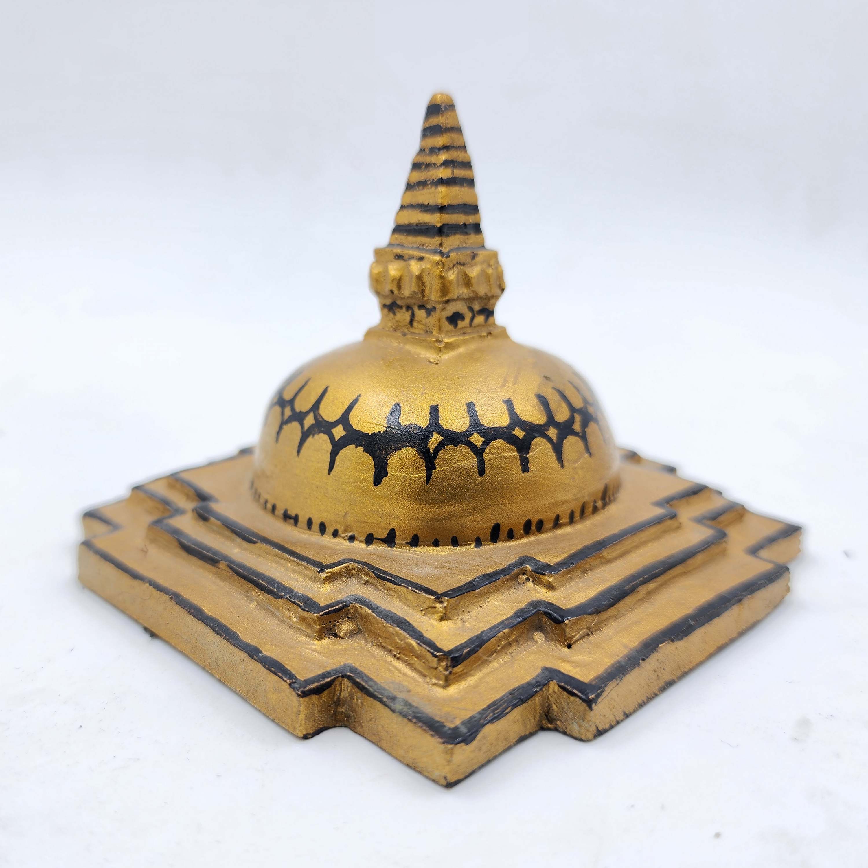 Buddhist Nepali Fiber stupa With Gold Paint