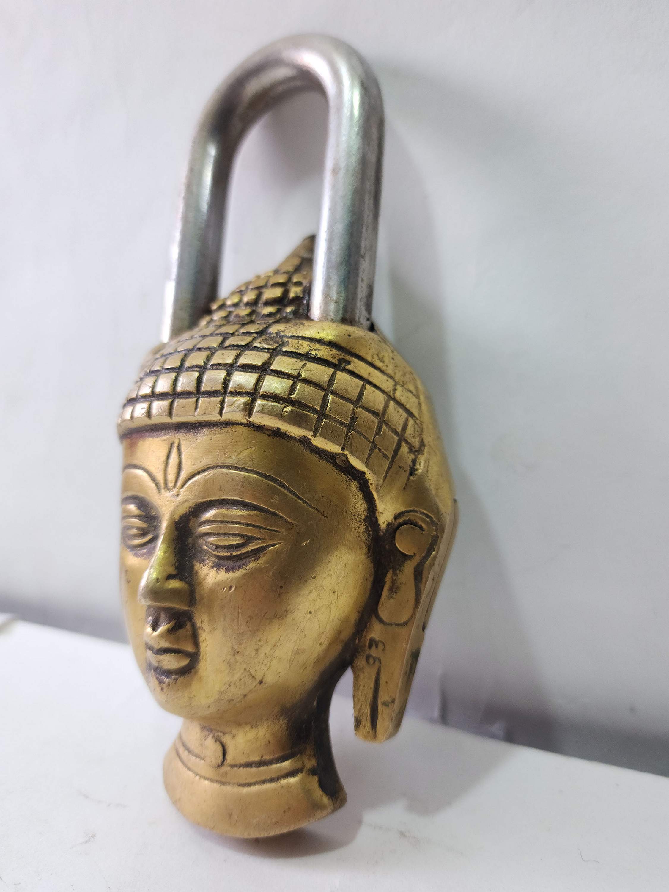 Buddha Head Design glossy Brass Door Lock