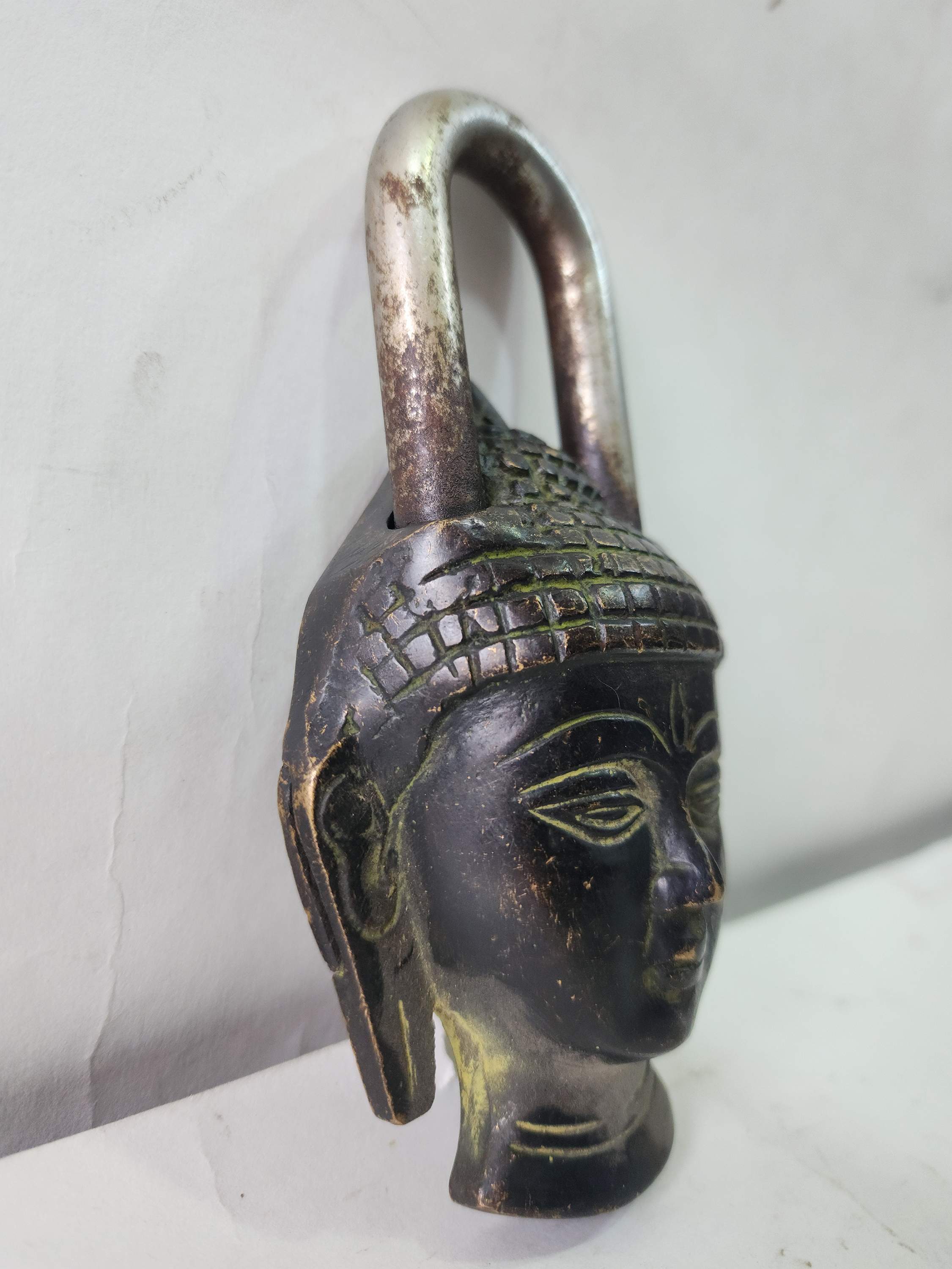 Buddha Head Design antique Patina Brass Door Lock