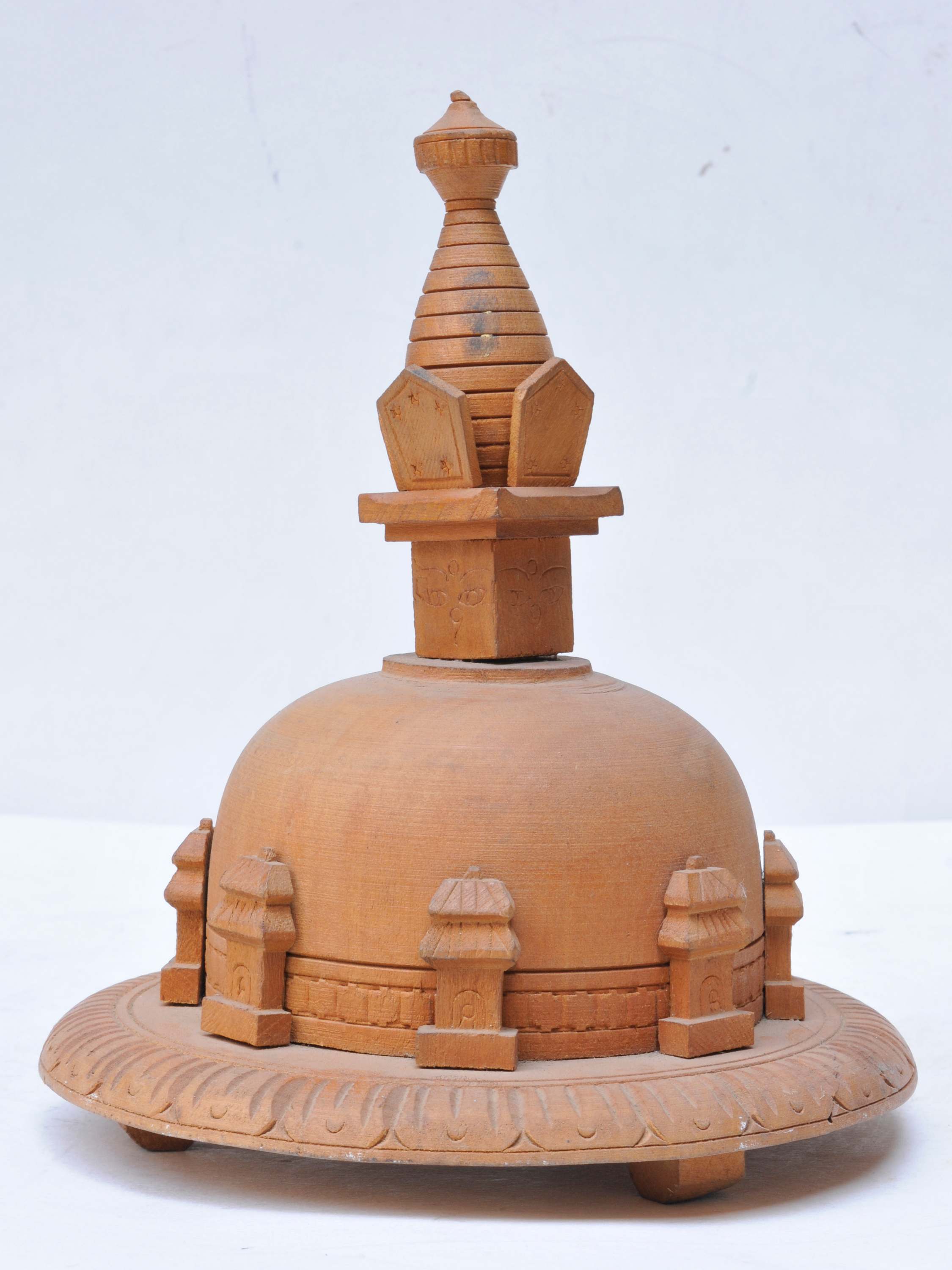 Buddhist Handmade Wooden, Replica Of Swayambhunath Stupa